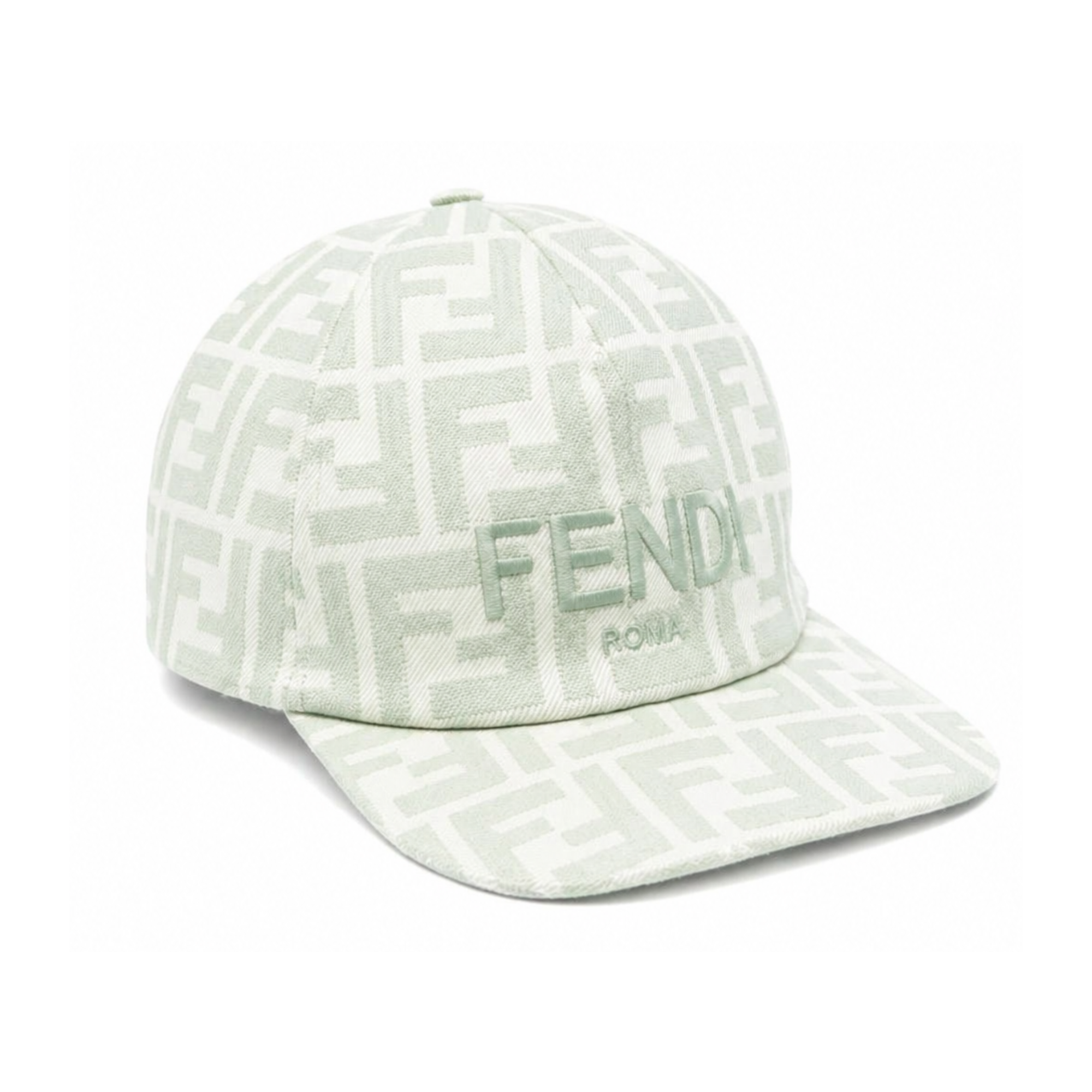 Cappello per bambino Fendi Kids verde con logo all-over JFP082 AWF6 F0QG2 FENDI KIDS