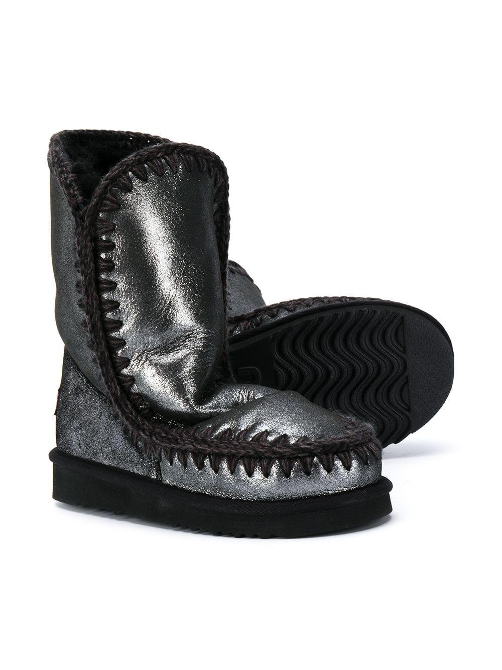 Stivali con cuciture a contrasto per bambina Mou Kids nero con punta tonda FW101000C MGBLK MOU KIDS