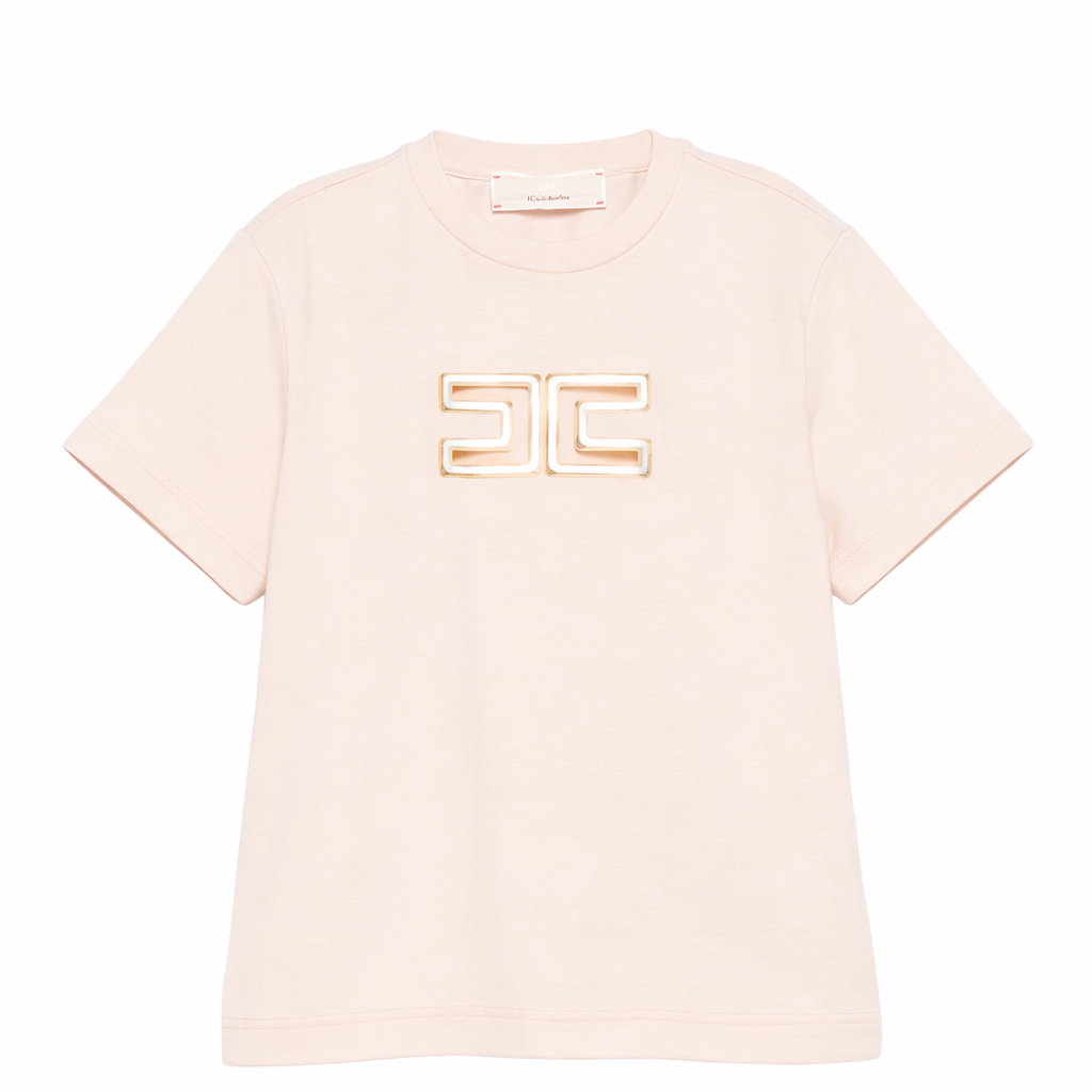 T-shirt per bambina Elisabetta Franchi La Mia Bambina rosa con dettaglio logo EFTS2610JE006 C125 ElISABETTA FRANCHI KIDS