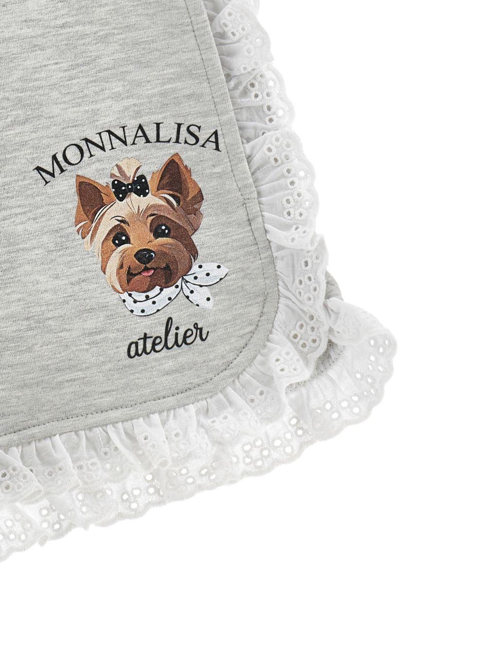 Shorts per bambina Monnalisa grigi con stampa grafica cagnolino 19G410 7031 0032 MONNALISA KIDS
