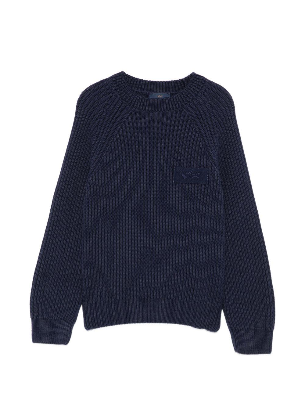 Maglione per bambino Paul & Shark Kids blu con logo applicato WUW008LHE43 42370 PAUL & SHARK KIDS