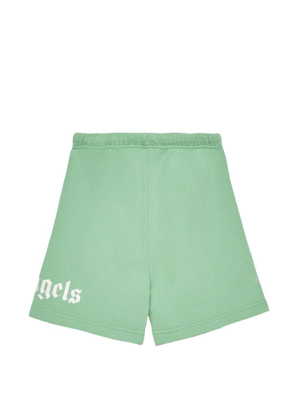 Shorts per bambino Palm Angels Kids verdi con logo sul davanti PBCI006S26FLE001 080 PALM ANGELS KIDS