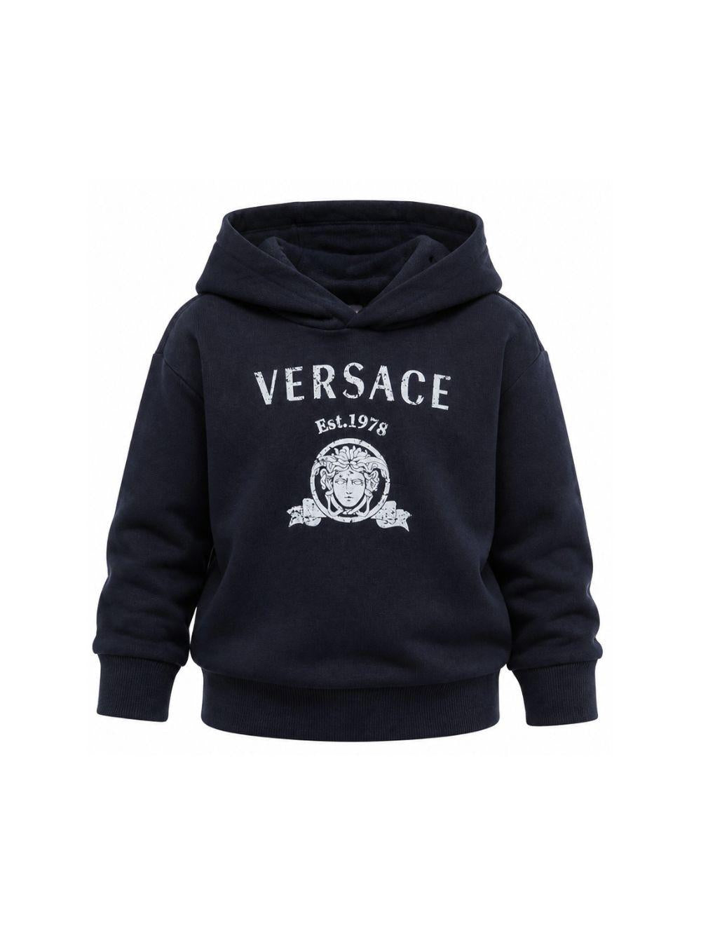 Felpa per bambino Versace Kids blu con stampa grafica 10249501A18126 2U4K0 VERSACE KIDS
