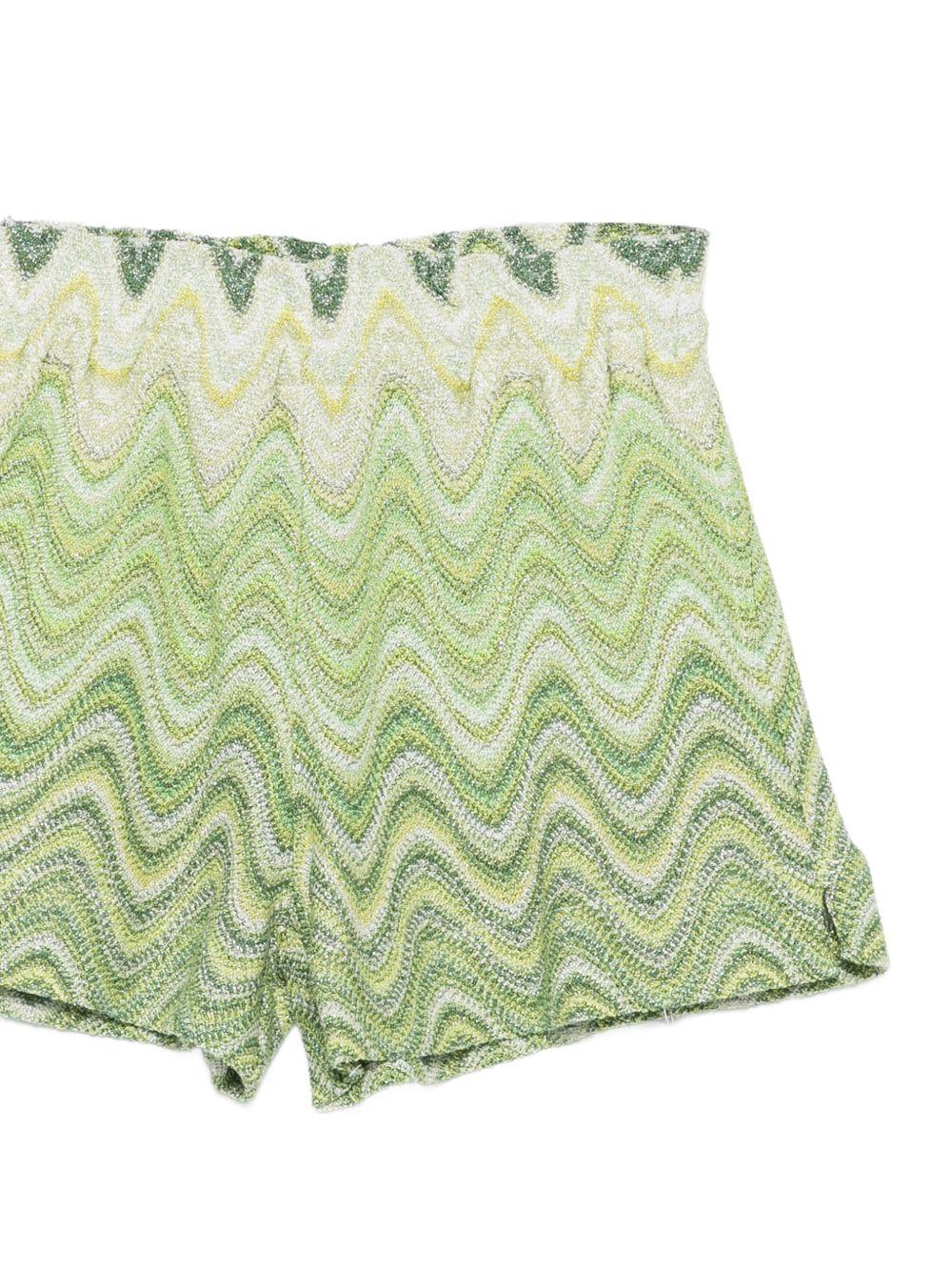 Shorts per bambina MC2 Saint Barth Kids verde con motivo zigzag MEA003 01121L MC2 ST. BARTH KIDS