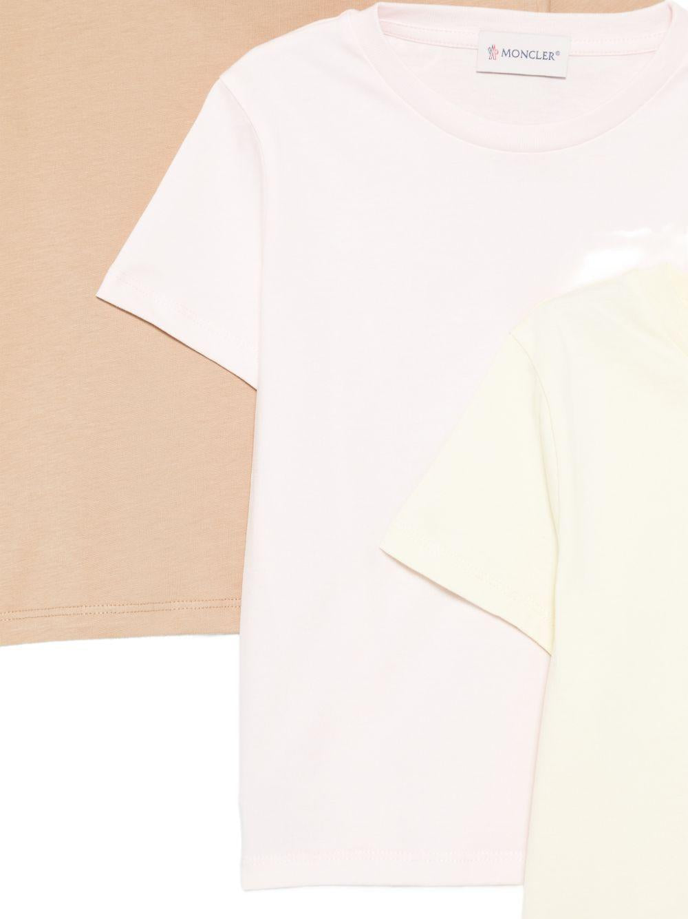 Set di 3 t-shirt per bambina Moncler Enfant multicolore con applicazione logo L19548C0003489AT9 3P5 MONCLER KIDS