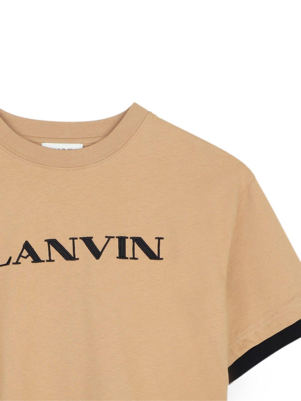 T-shirt per bambino Lanvin Enfant beige con bordi a contrasto N30430 276 LANVIN KIDS