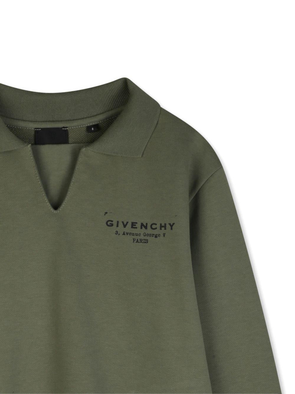 T-shirt per bambino Givenchy Kids verde cachi a maniche lunghe H31096 645 GIVENCHY KIDS