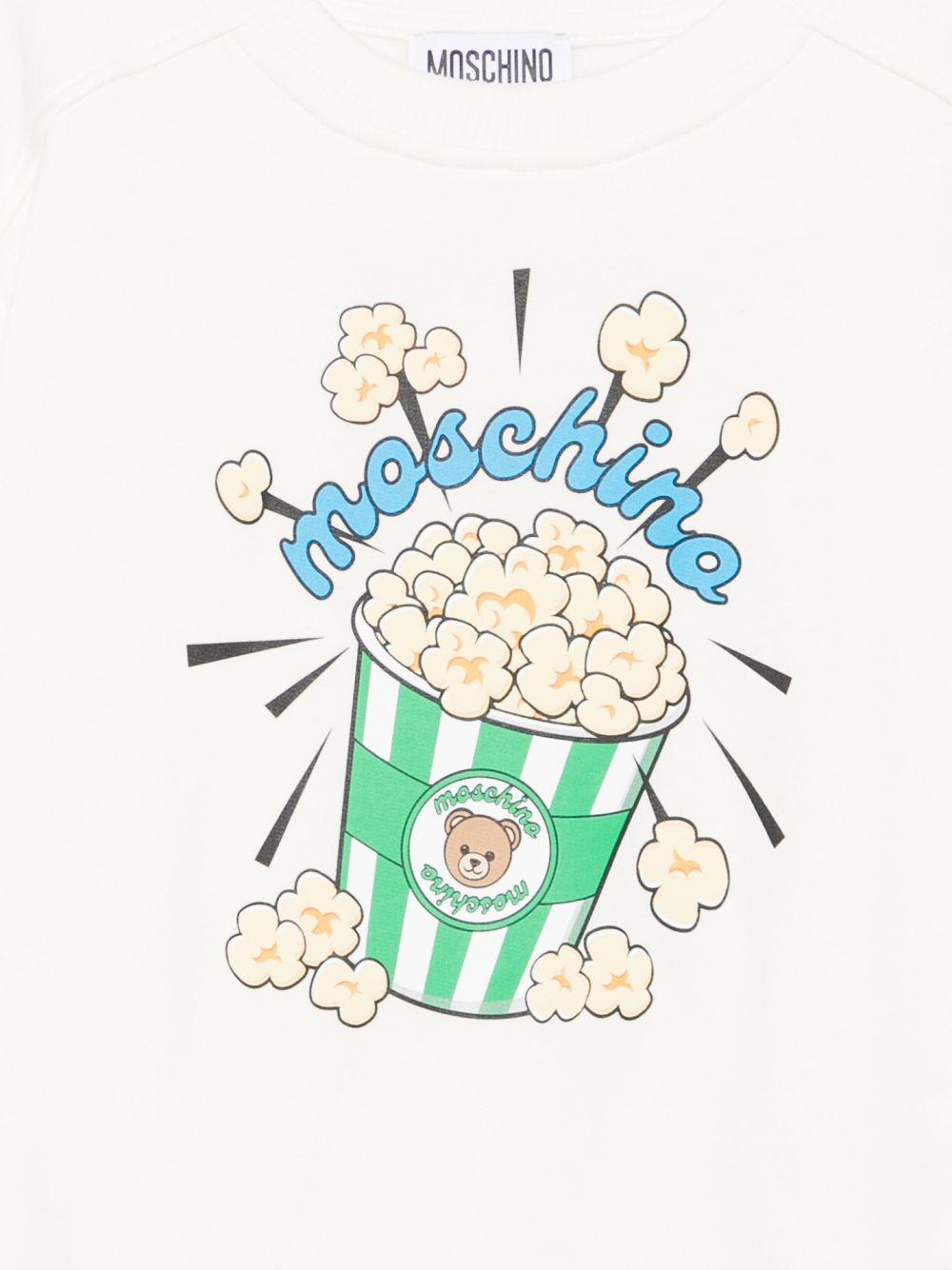 Felpa per bambini Moschino Kids bianca con stampa grafica HNF099LCA94 10063 MOSCHINO KIDS