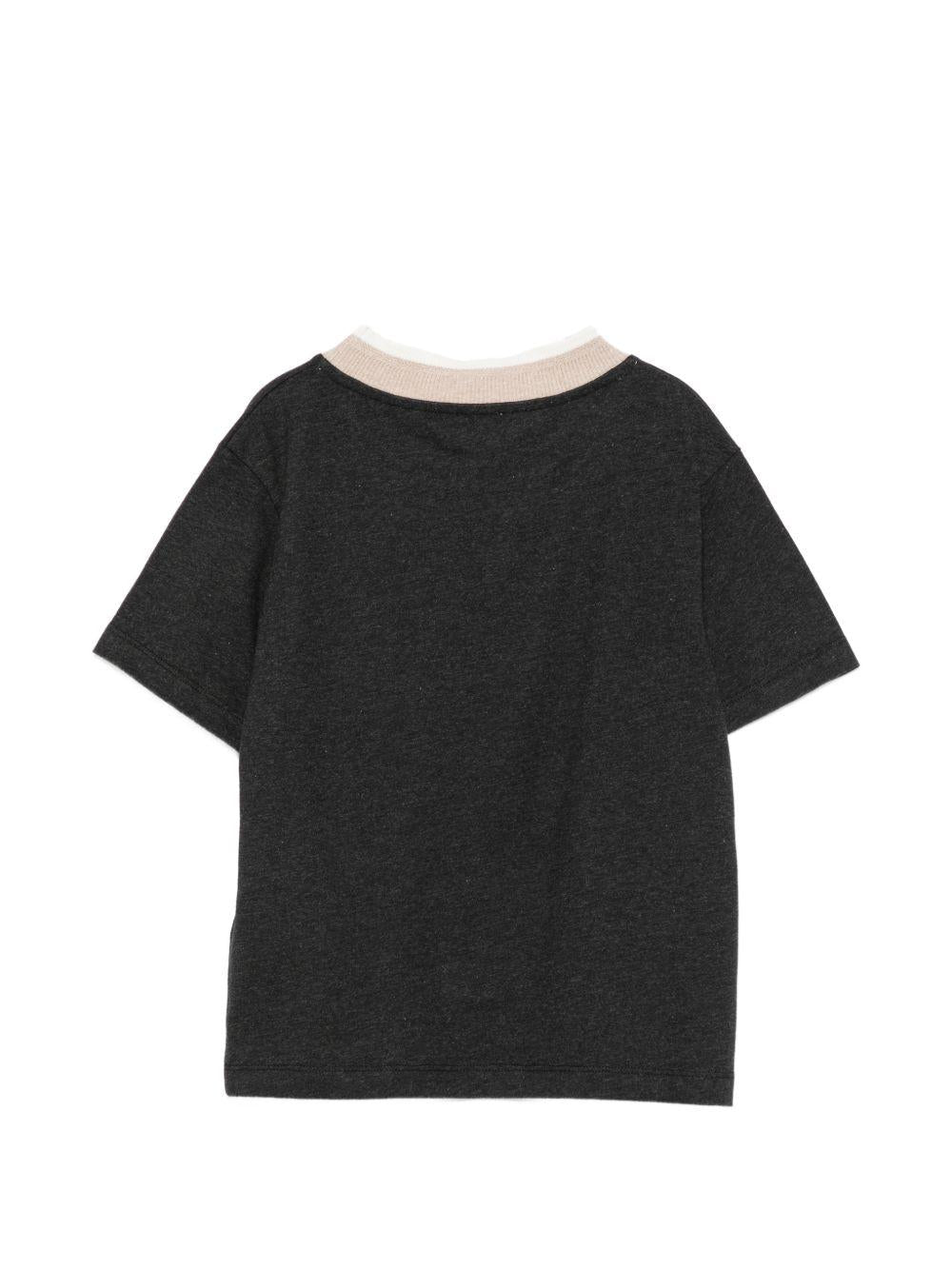 T-shirt per bambino Eleventy Kids grigia con girocollo a contrasto EZ8H11 Z3711 811 ELEVENTY KIDS
