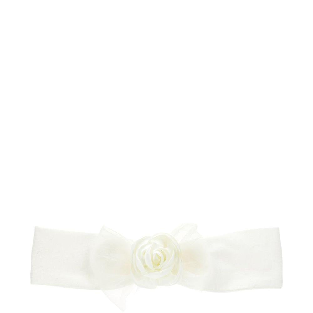 Fascia per neonata Monnalisa bianca con decorazione a fiori 73F007 6207 0001 MONNALISA