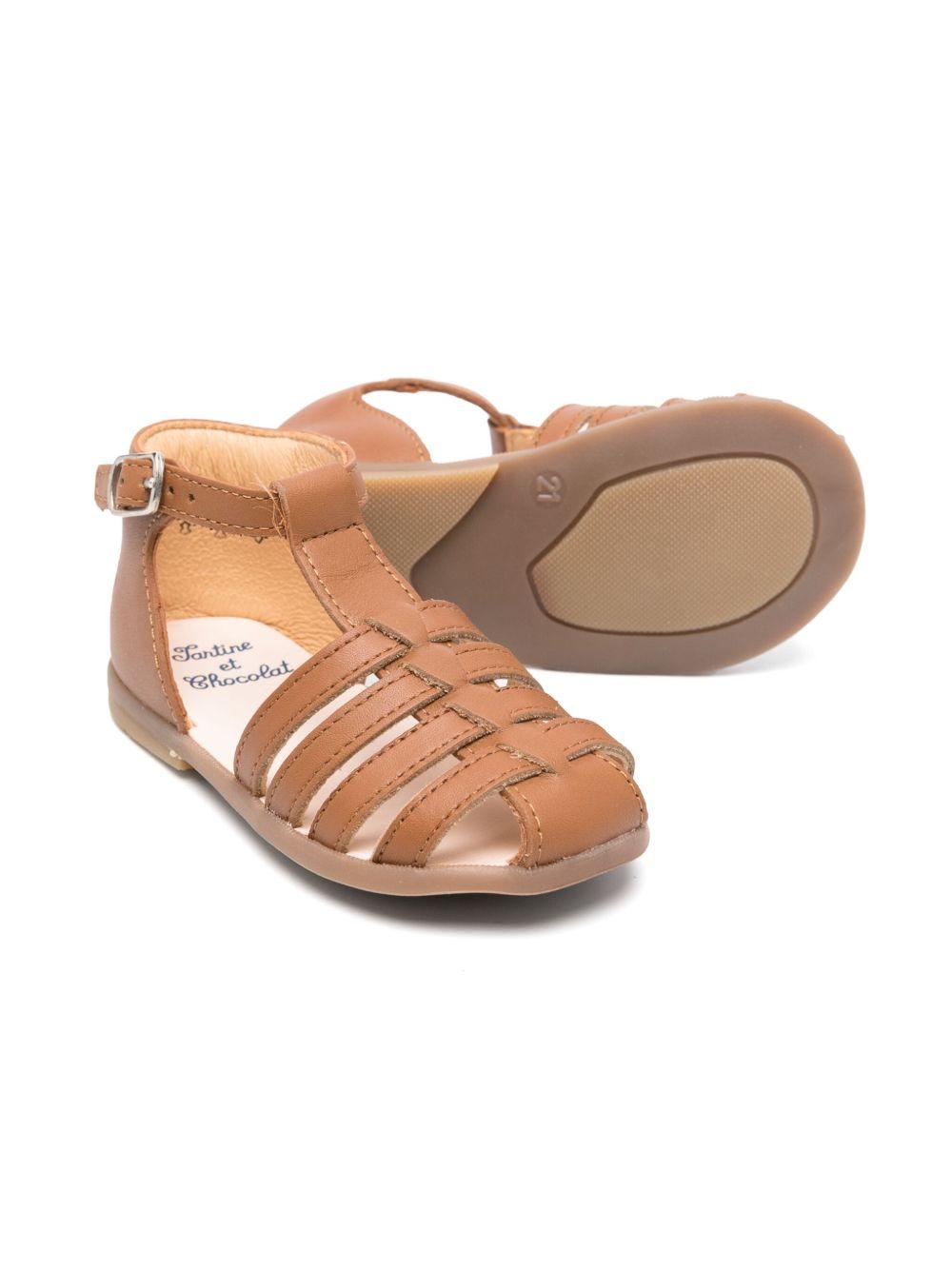 Sandali in pelle per neonato Tartine Et Chocolat marrone con chiusura con fibbia AD EI04 02 TArtine & Chocolat