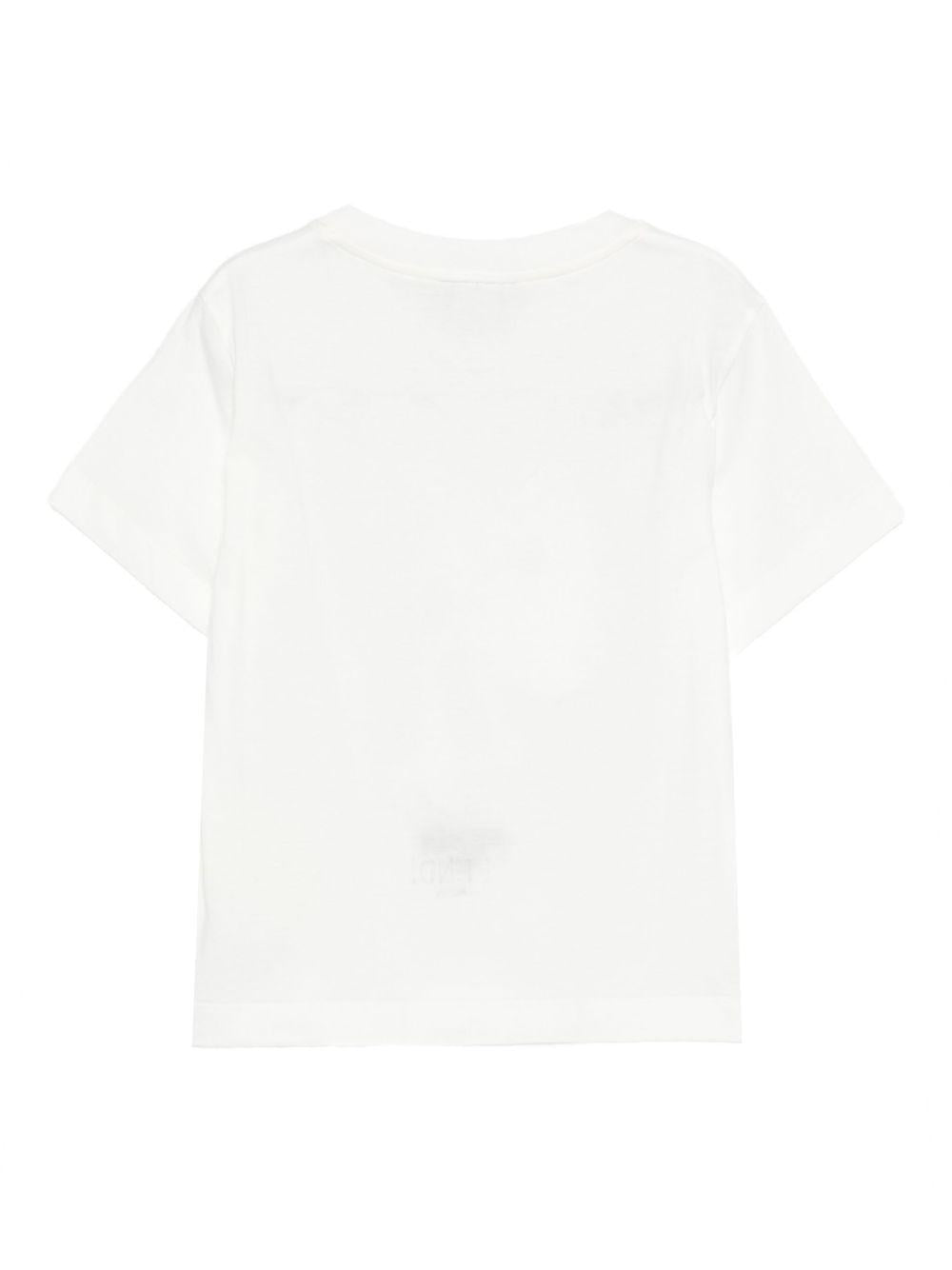 T-shirt per bambina Fendi Kids bianco con stampa grafica JFI386 7AJ F0TU9 FENDI KIDS