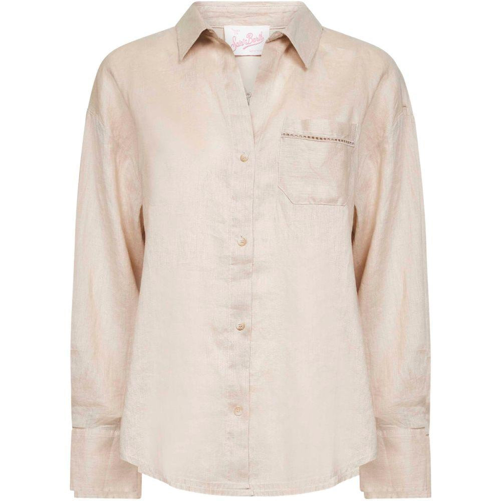 Camicia da donna MC2 Saint Barth beige con taschino sul davanti CYS0002 08194L MC2 ST. BARTH