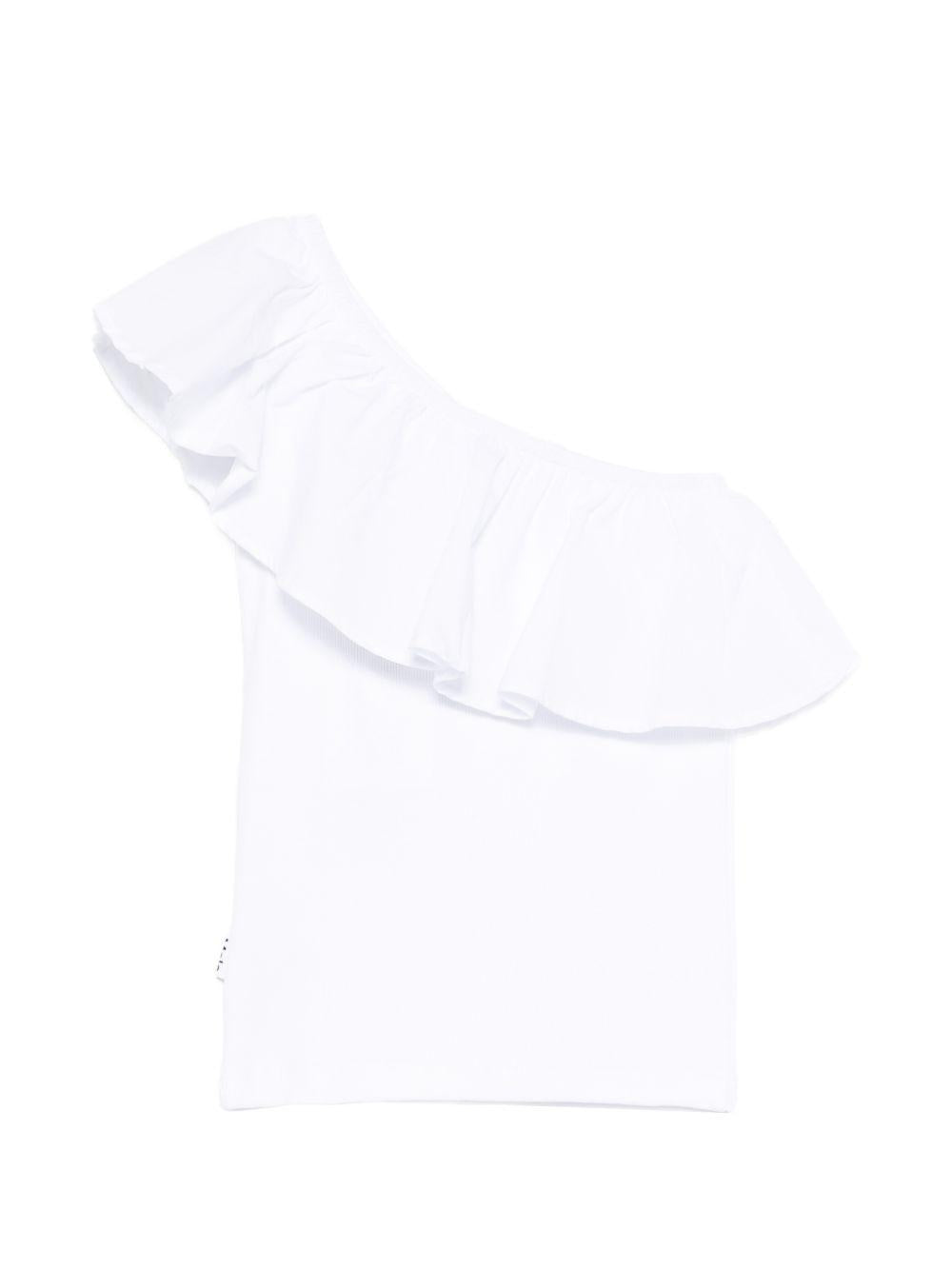 Top monospalla per bambina Molo bianco con dettaglio volant 2S26A102 5636 MOLO KIDS