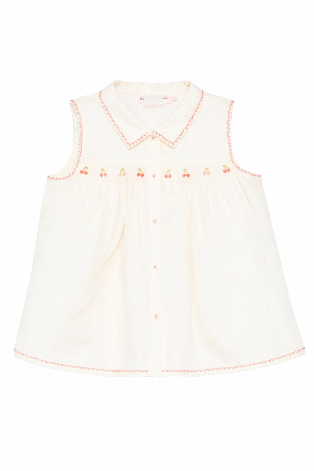 Camicia per bambina Bonpoint beige con ricamo ciliegie S06GBLW00030 103 BONPOINT KIDS