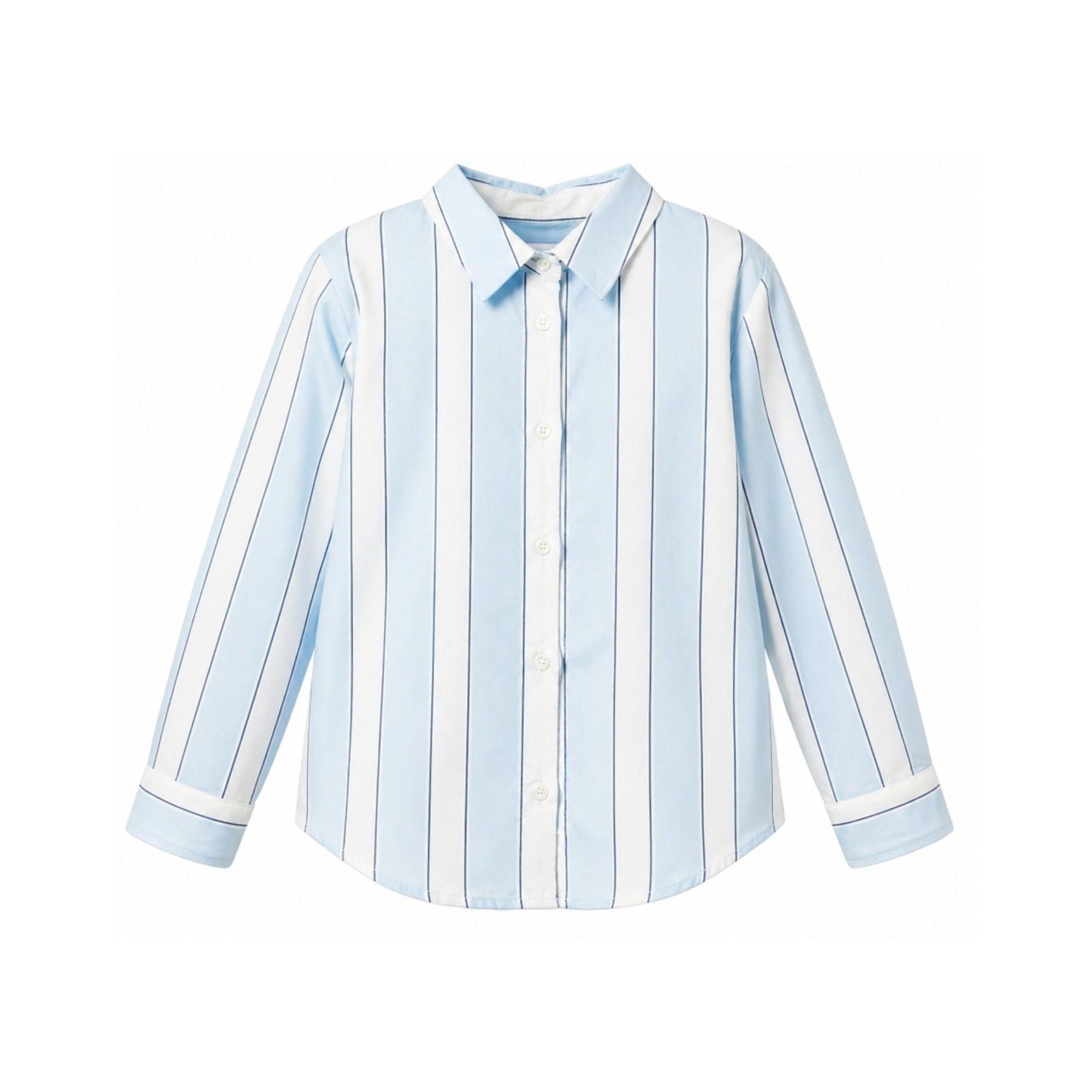 Camicia per bambina MC2 Saint Barth Kids azzurra con motivo a righe BRIG003 01419L MC2 ST. BARTH KIDS
