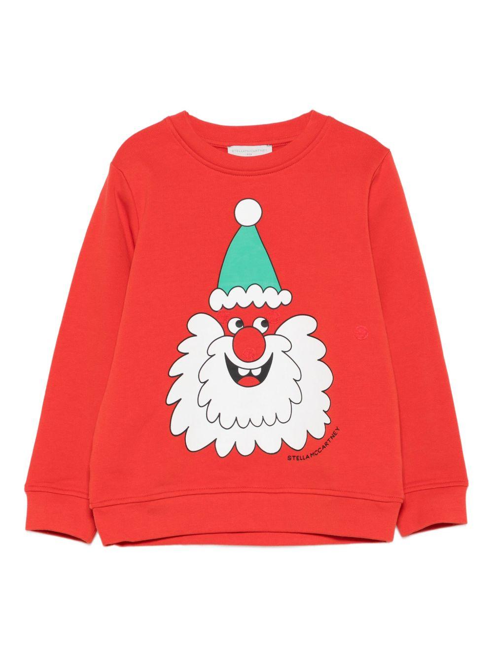 Felpa per bambino Stella McCartney Kids rossa con stampa di Babbo Natale TX4P30 Z3059 421 STELLA McCARTNEY KIDS