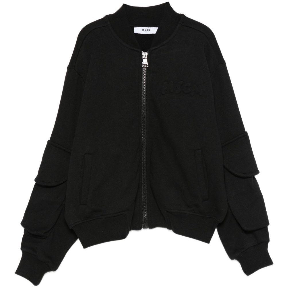 Felpa per bambinao MSGM Kids nera con cerniera F5MSJUBO026 110 MSGM KIDS