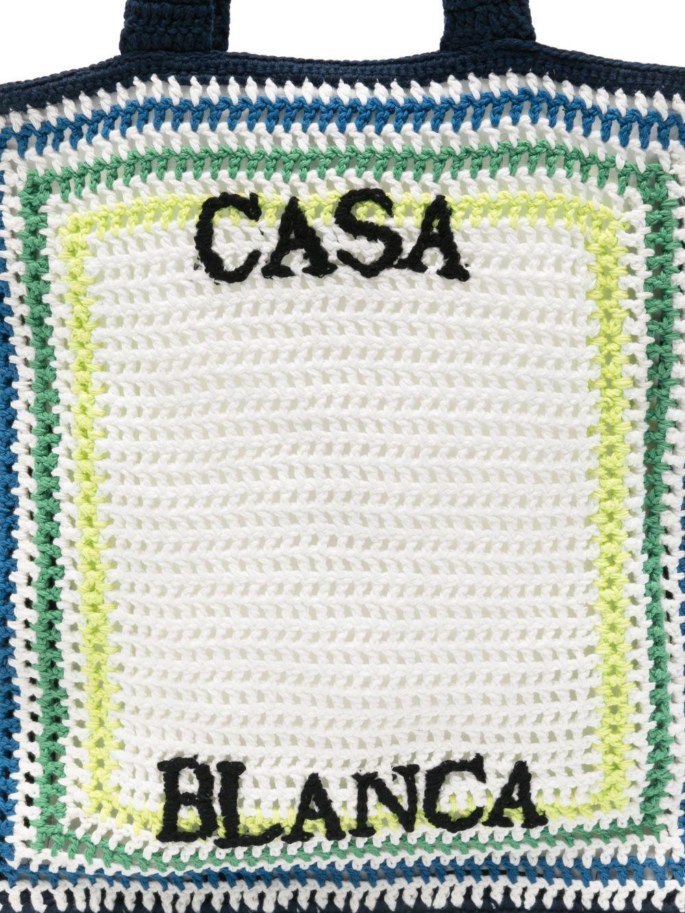 Borsa tote per bambina Casablanca Kids multicolor con ricamo logo ASP26BAG18701 WHITE/ BLUE STRIPE CASABLANCA KIDS