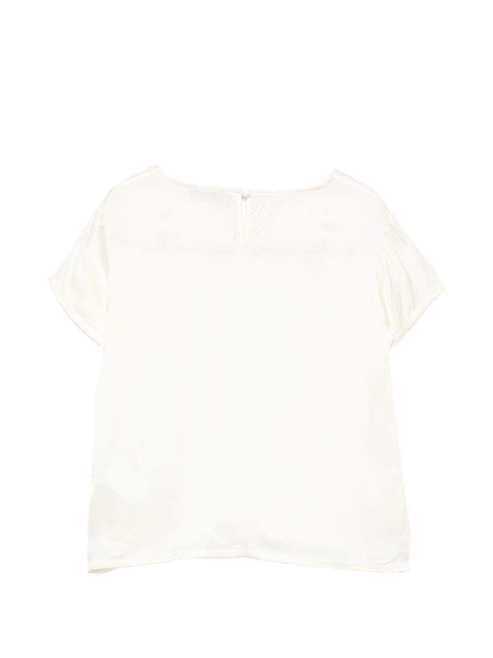 T-shirt per bambina Alberta Ferretti Kids bianca con logo ricamato sul davanti R1G603 7142 0035 ALBERTA FERRETTI KIDS