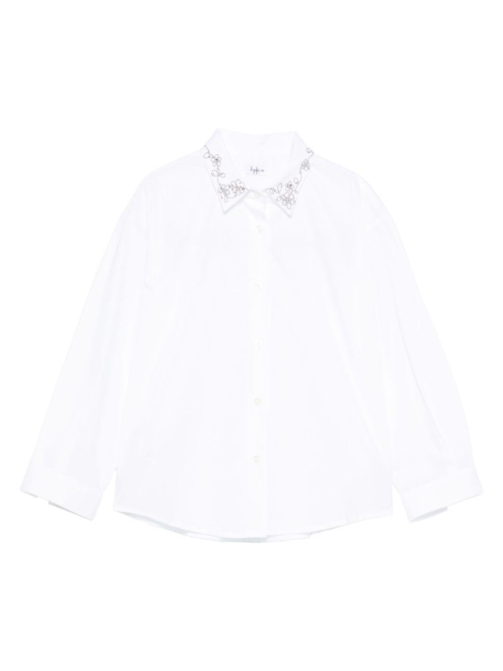 Camicia per bambina Il Gufo bianca con colletto ricamato A25GCL0016C0066 010 IL GUFO