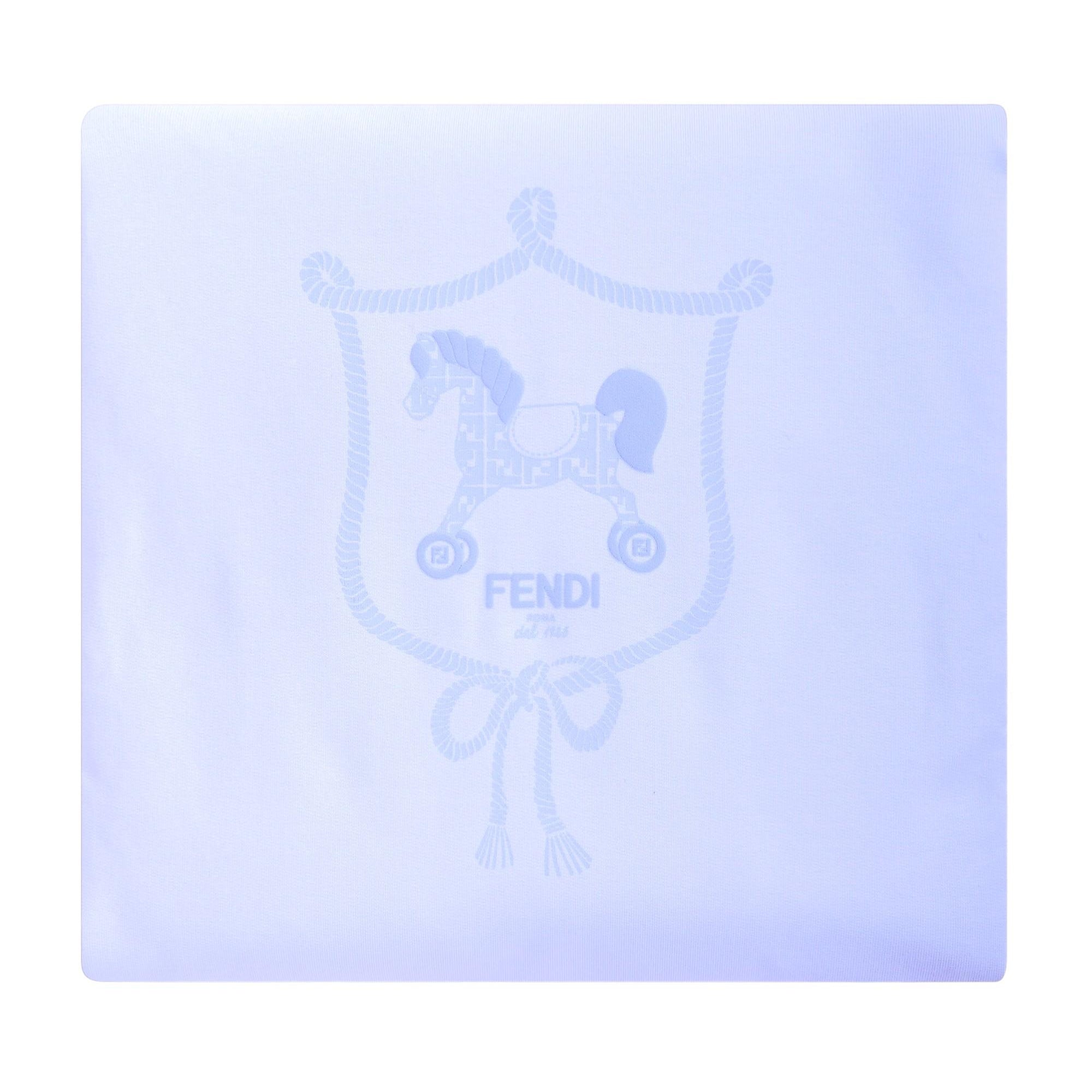 Coperta per neonato Fendi Kids azzurra con stampa Cavallino Fendi BUJ328 8RA F19J4 FENDI KIDS