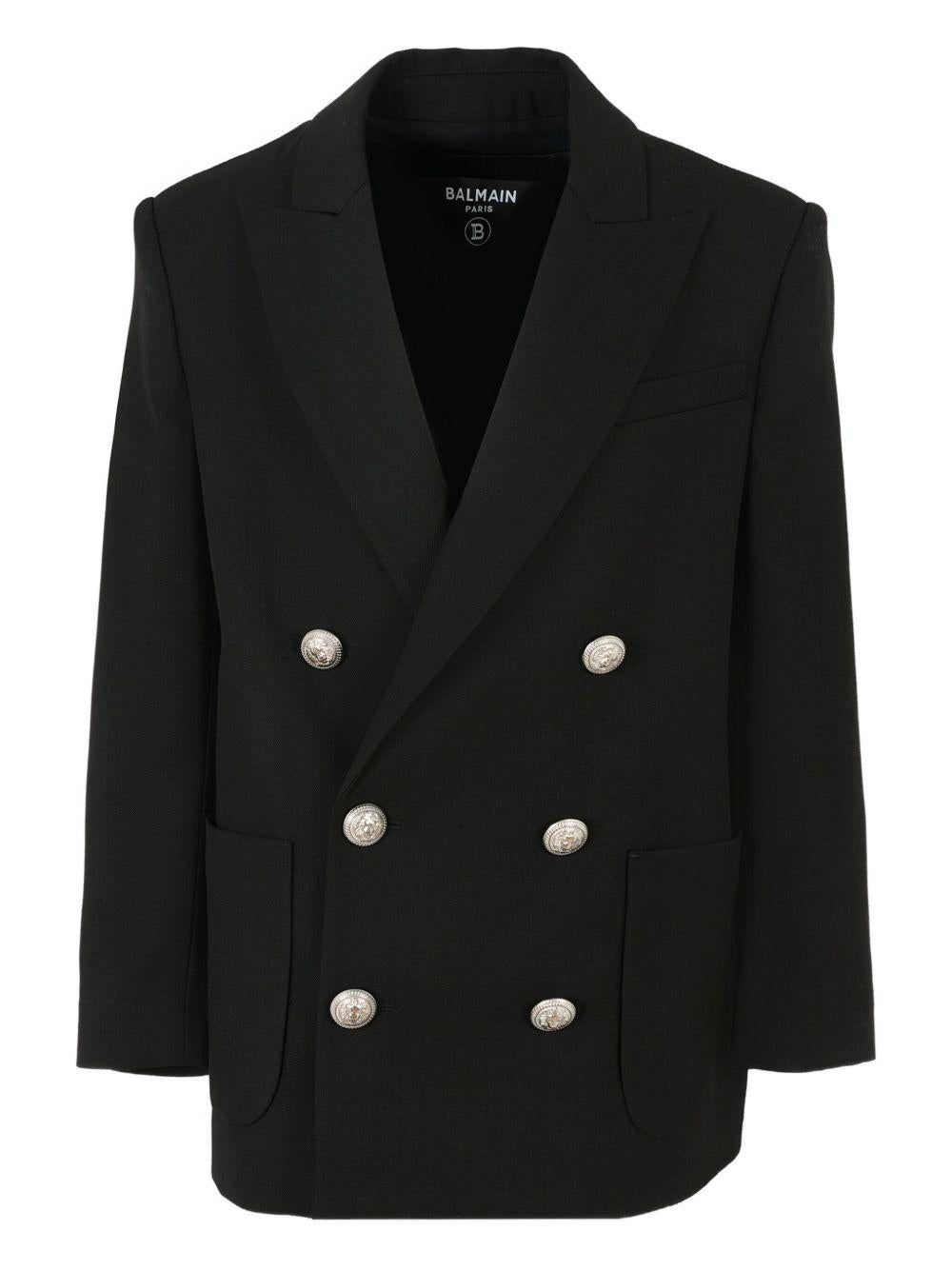 Giacche per bambino Balmain Kids nera con bottoni color argento BX2P04 I0196 930AG BALMAIN KIDS