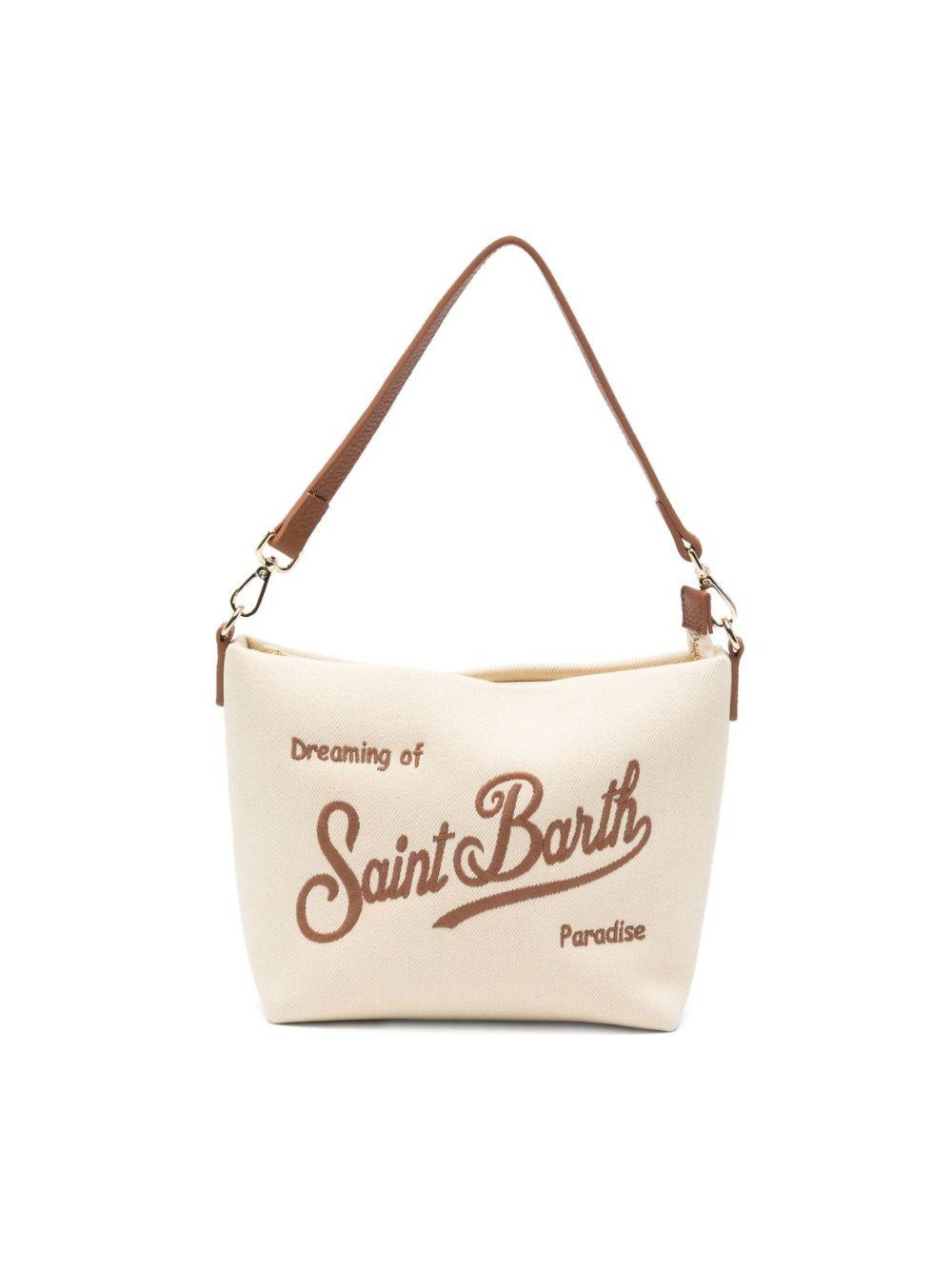 Clutch bag Aline MC2 Saint Barth beige con logo ricamato sul davanti ALI0034 01517L MC2 ST. BARTH KIDS