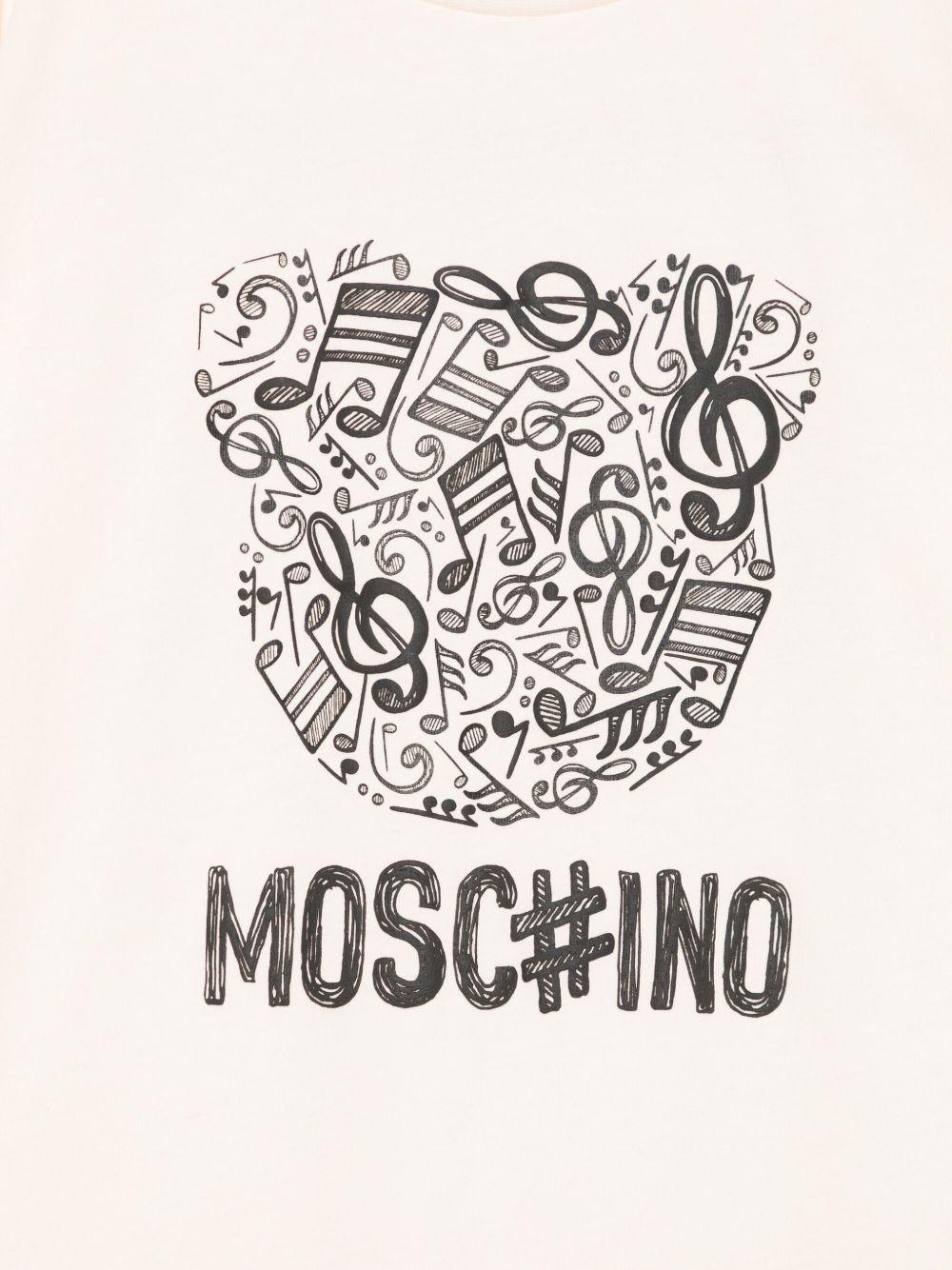 T-shirt per bambini Moschino Kids beige con stampa grafica HQM05GLAA10 10123 MOSCHINO KIDS