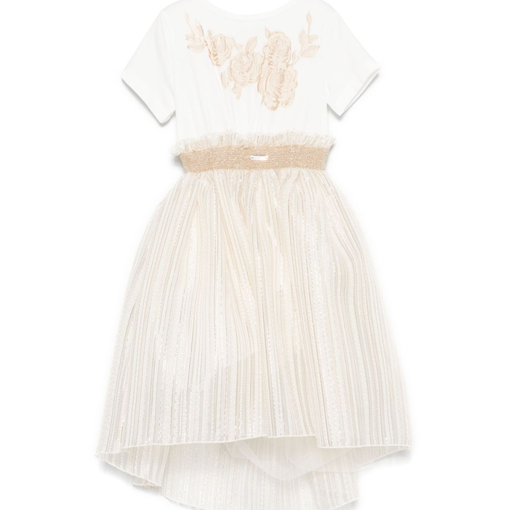Abito per bambina Monnalisa bianco con dettagli ruches e lurex 71E954RM 5903 0170 MONNALISA KIDS