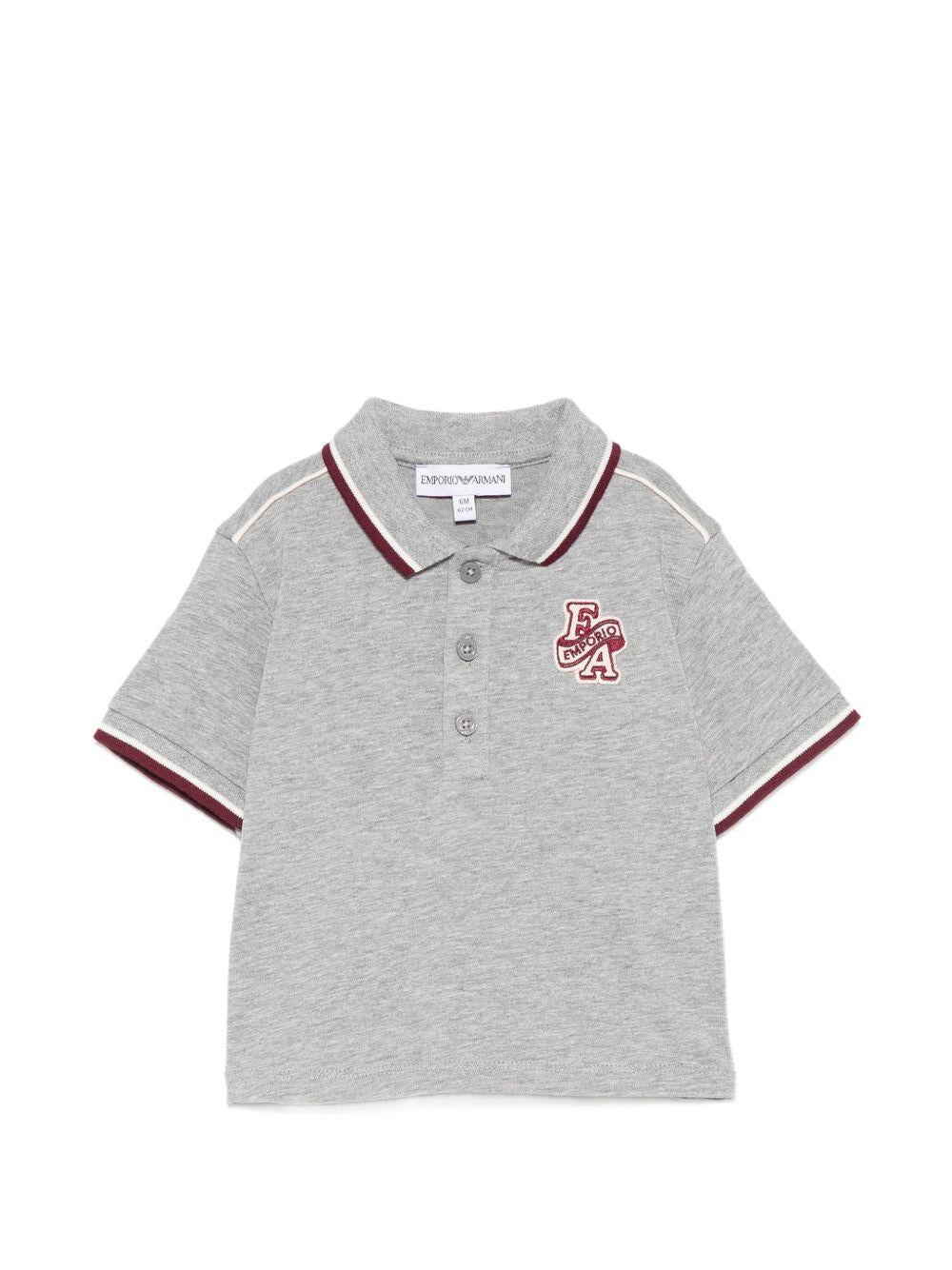 Polo per neonato Emporio Armani Kids grigia con patta logo sul petto EB001452 AF13715 O8042 EMPORIO ARMANI KIDS