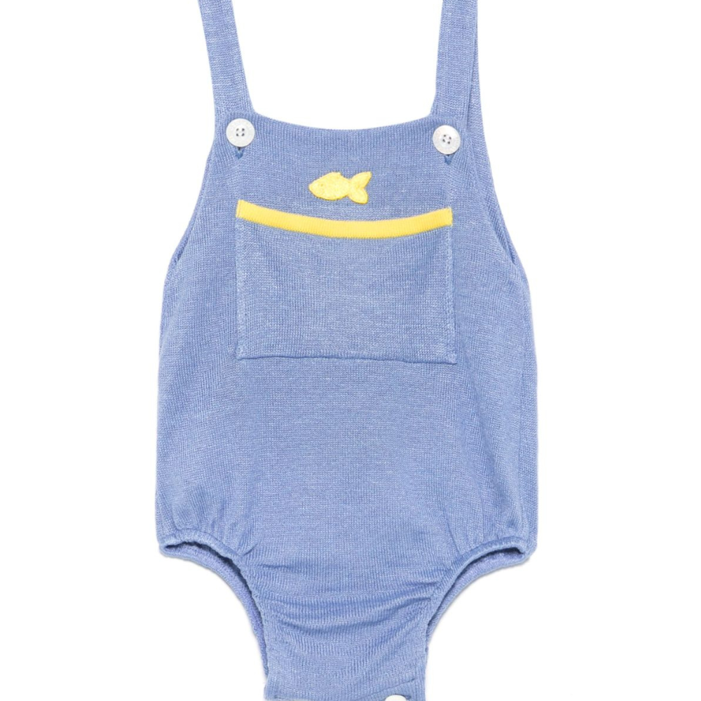 Body per neonato Gensami Kids blu con cinturini con bottone e tasca frontale applicata TU01-B-SOFT OCEAN BLUE GENSAMI