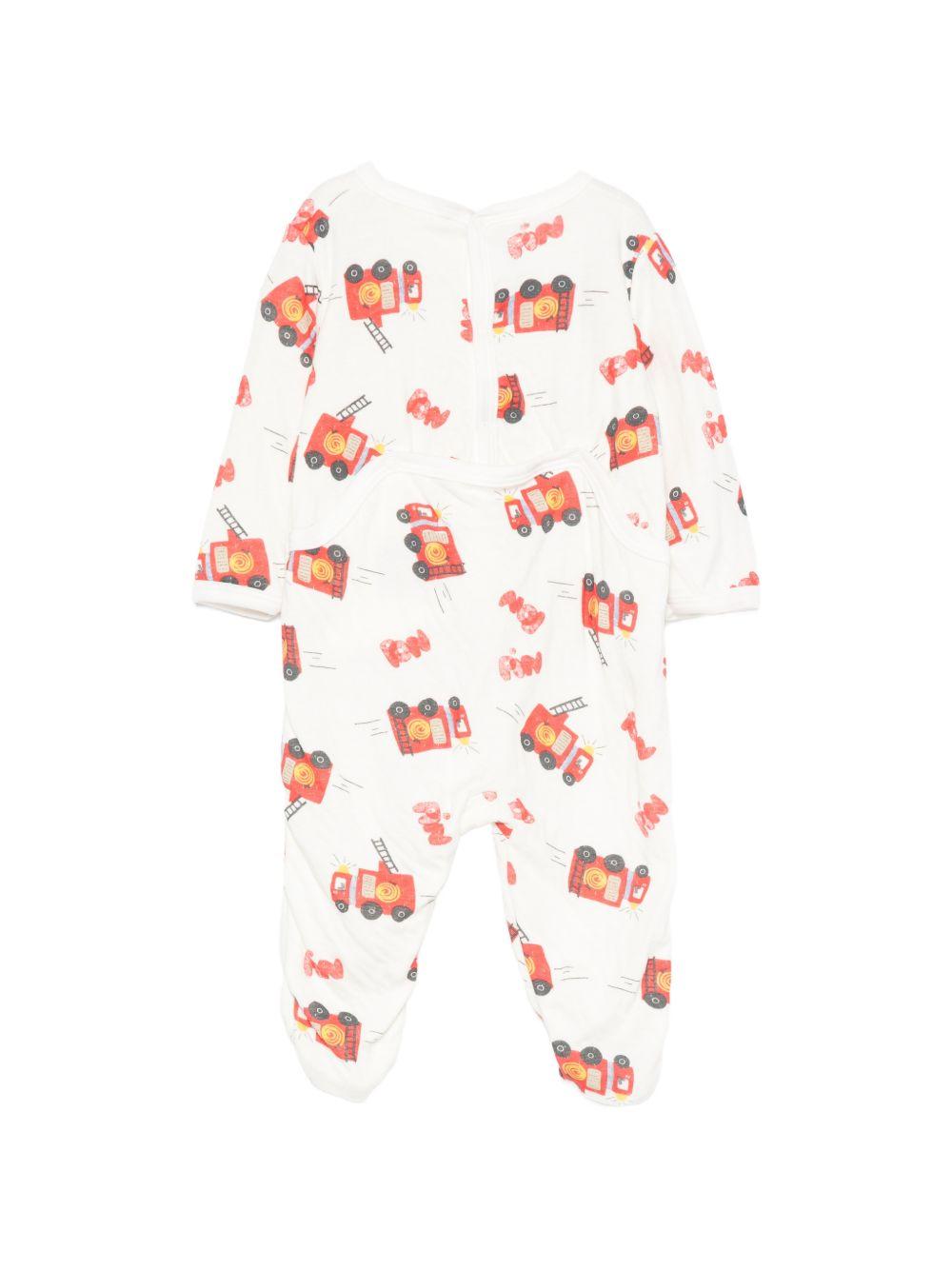 Pigiama per neonato Petit Bateau bianco con stampa camion dei pompieri A0GH0 01 PETIT BATEAU KIDS