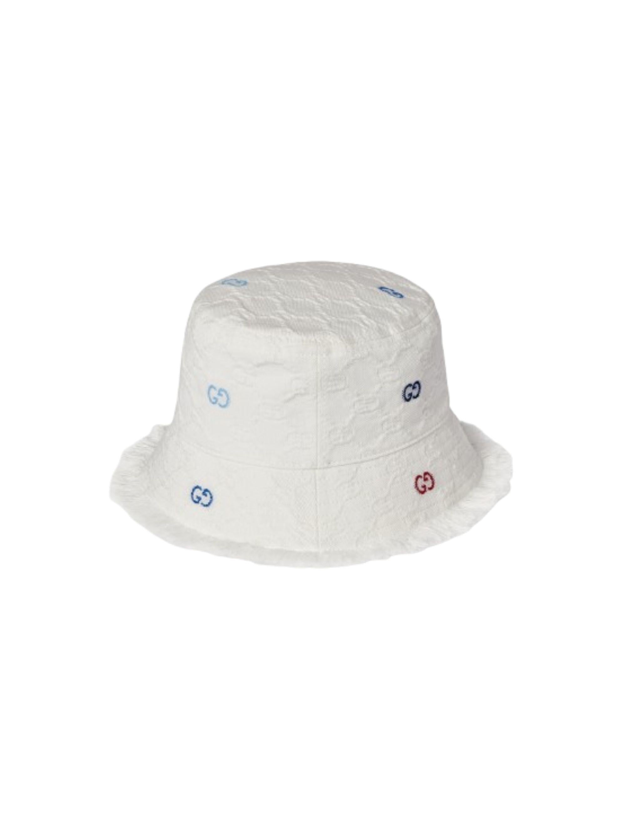 Cloche per bambini Gucci Kids bianca con logo GG all-over 8600053HBH7 9000 GUCCI KIDS