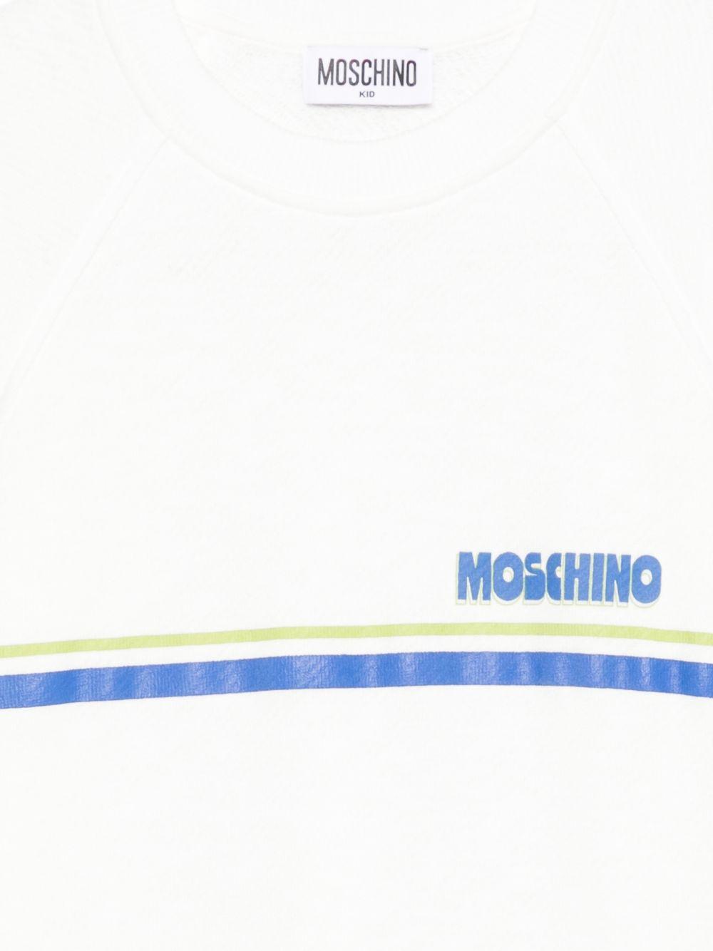 Felpa per bambino Moschino Kids bianca con dettaglio logo HUF09MLCA88 10063 MOSCHINO KIDS