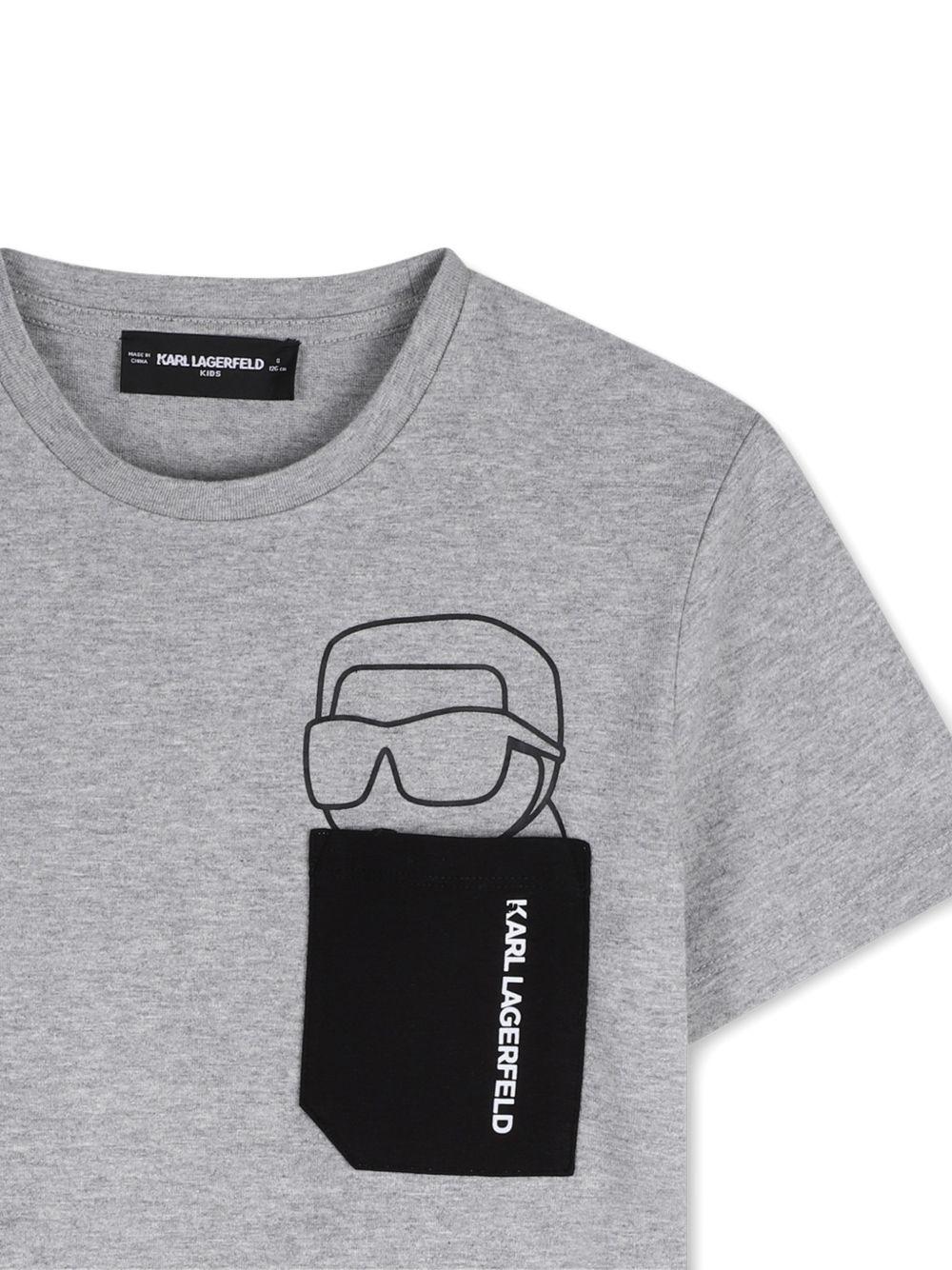 T-shirt per bambino Karl Lagerfeld Kids grigio con taschino Z31097 A07 KARL LAGERFELD KIDS