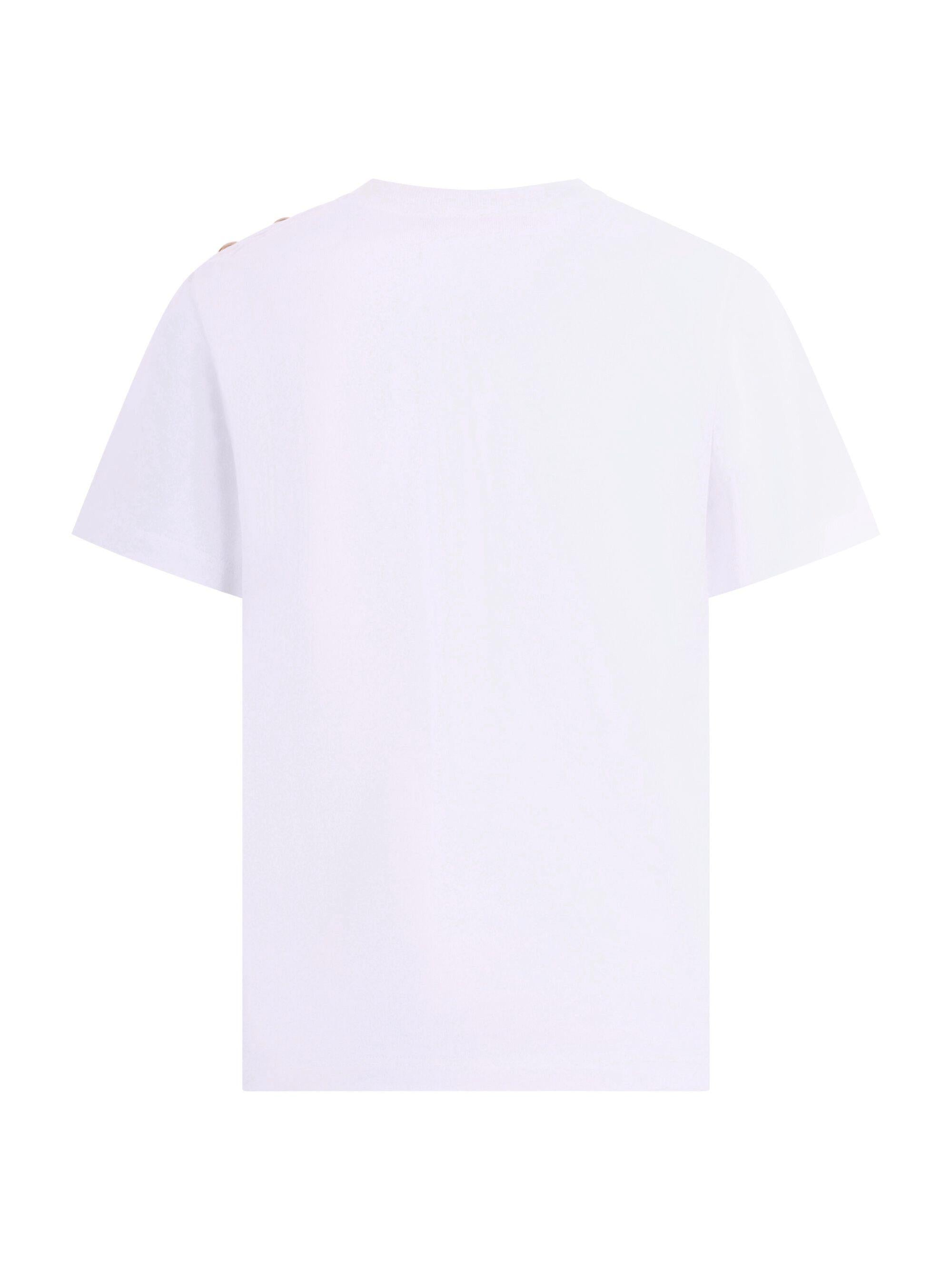 T-shirt per bambino Balmain Kids bianca con bottoni dorati BY8Q81 Z3672 100OR BALMAIN KIDS