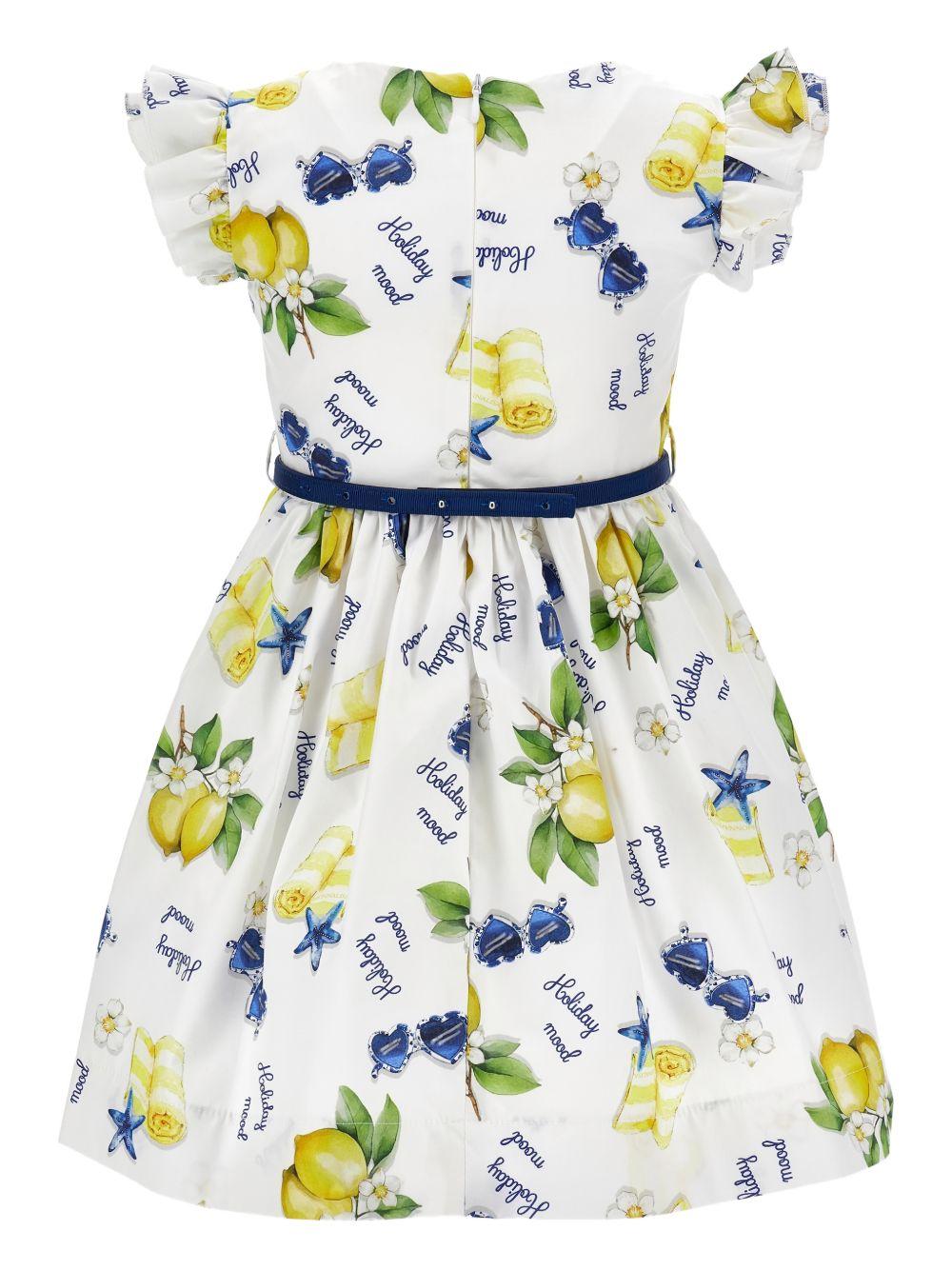 Abito per bambina Monnalisa bianco con stampa grafica all-over 11G920 7624 0099 MONNALISA KIDS