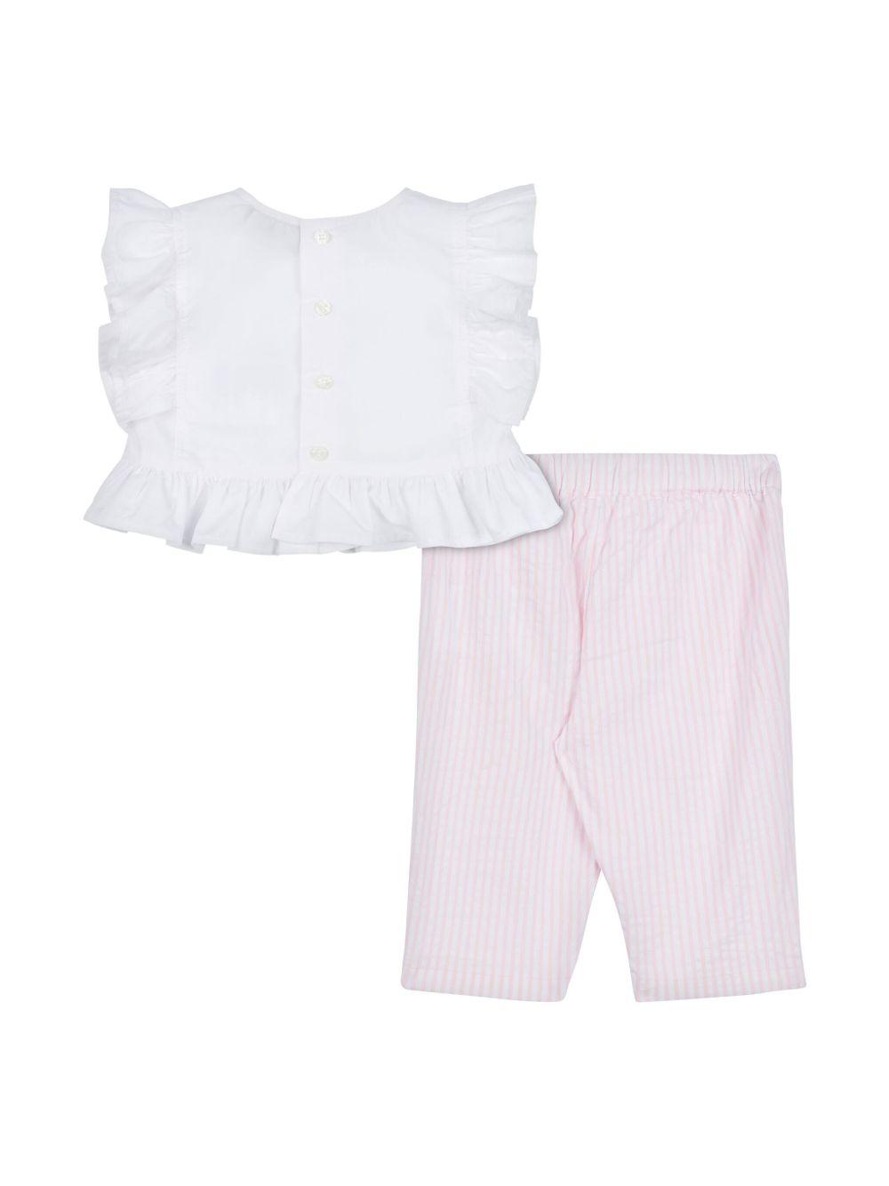 Set pantaloni con applicazione logo per neonata Moschino Kids rosa con girocollo MDG01ILYE01 84324 MOSCHINO KIDS