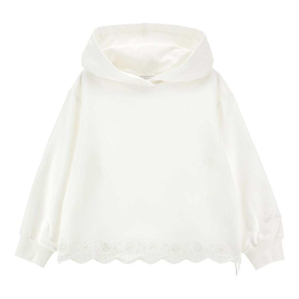 Felpa per bambina Monnalisa bianca con orlo a smerlo 17G600 7014 0001 MONNALISA KIDS