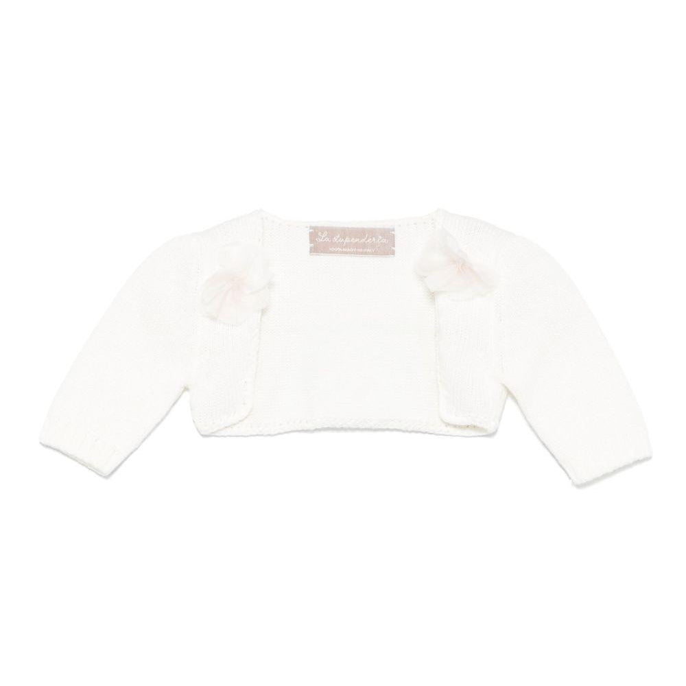 Cardigan per neonata La Stupenderia bianco in cotone con polsini a coste SJSS84 802 LA STUPENDERIA KIDS