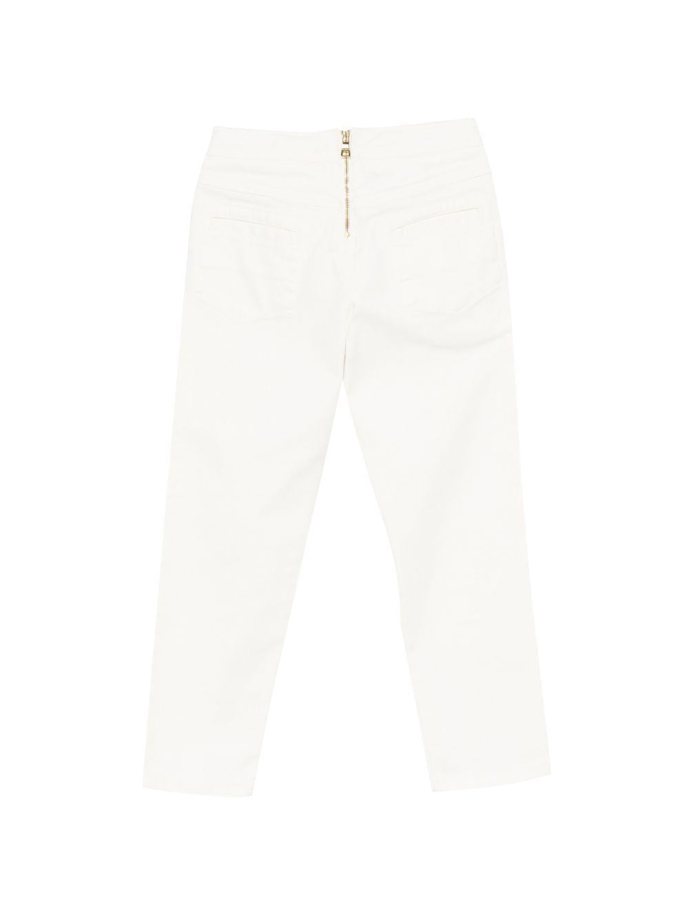 Pantaloni per bambina Balmain Kids bianchi con bottoni dorati BY6A51 Z3702 100 BALMAIN KIDS