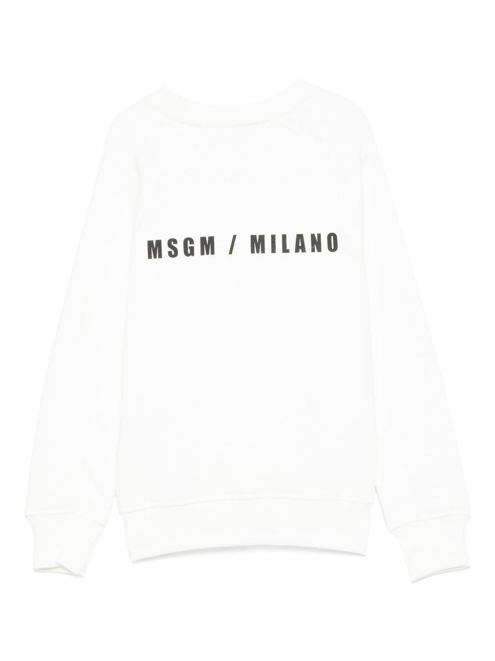 Felpa per bambino MSGM Kids bianco con stampa logo sul davanti F5MSJBSW225 002 MSGM KIDS