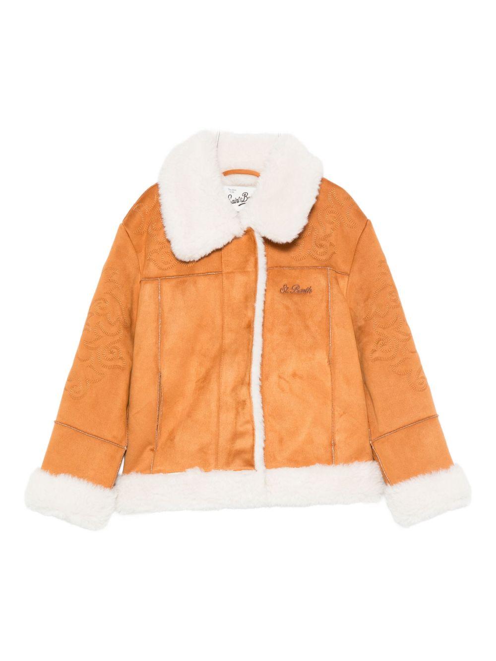 Giubbino per bambina MC2 Saint Barth Kids marrone con colletto in pelliccia sintetica LOA003 00199I MC2 ST. BARTH KIDS