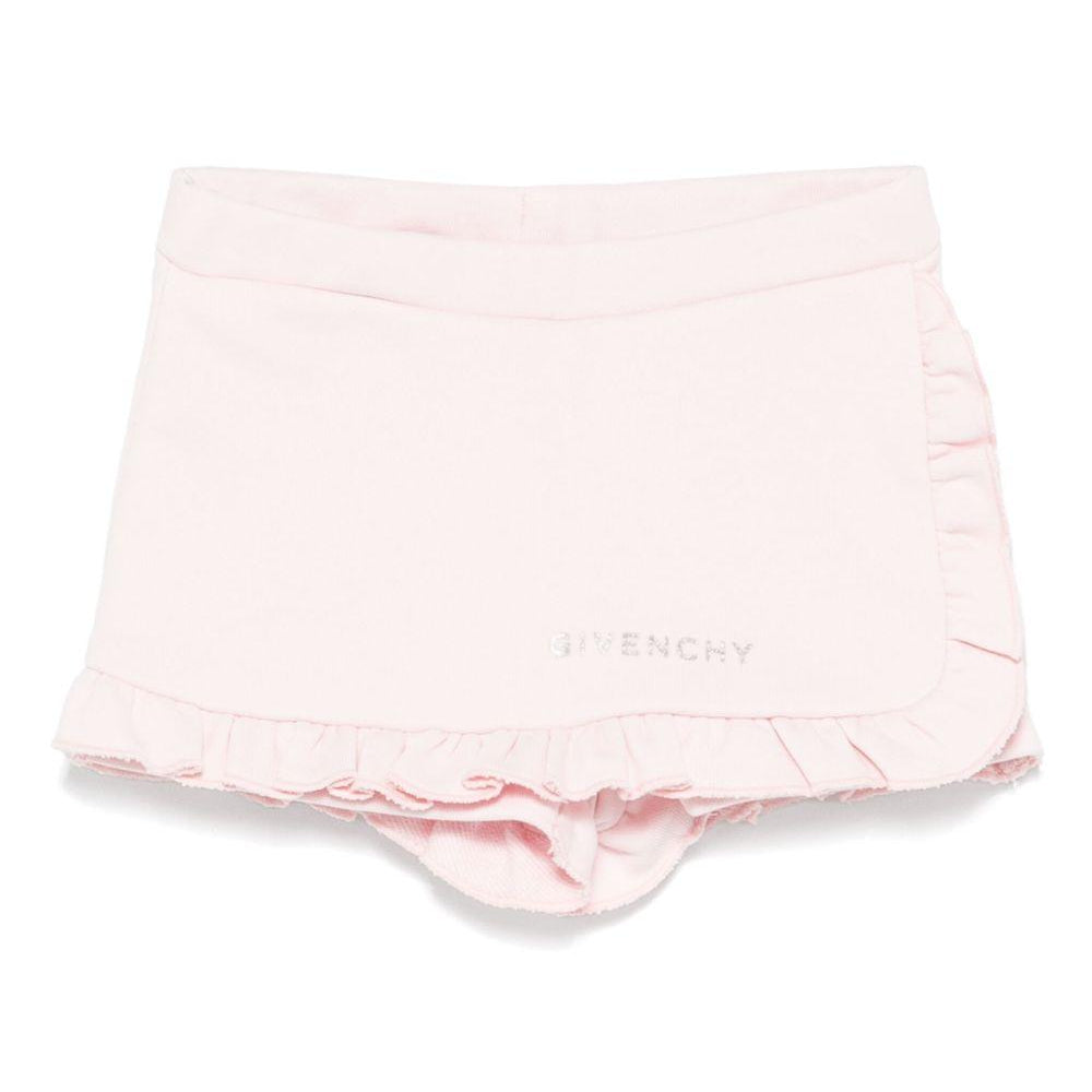 Bermuda con logo per neonata Givenchy Kids rosa con rifinitura con ruches H30660 44Z GIVENCHY KIDS