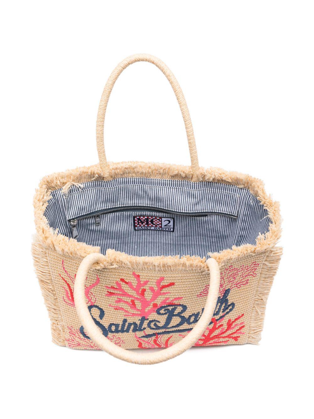 Borsa tote vanity MC2 Saint Barth beige intrecciato con logo ricamato sul davanti VANI021 09064L MC2 ST. BARTH KIDS