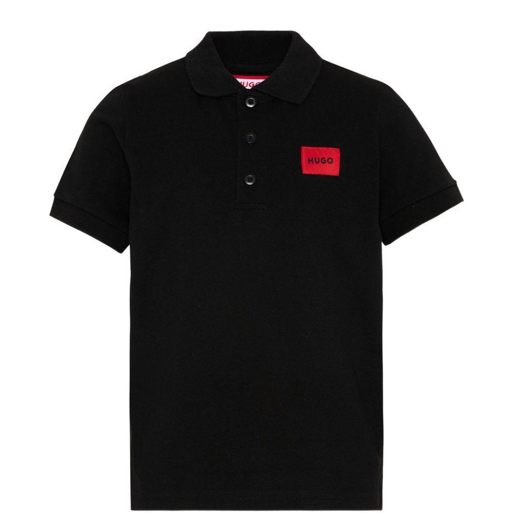 T-shirt per bambino Hugo Kids nera con colletto stile polo G01186 09B Hugo KIDS