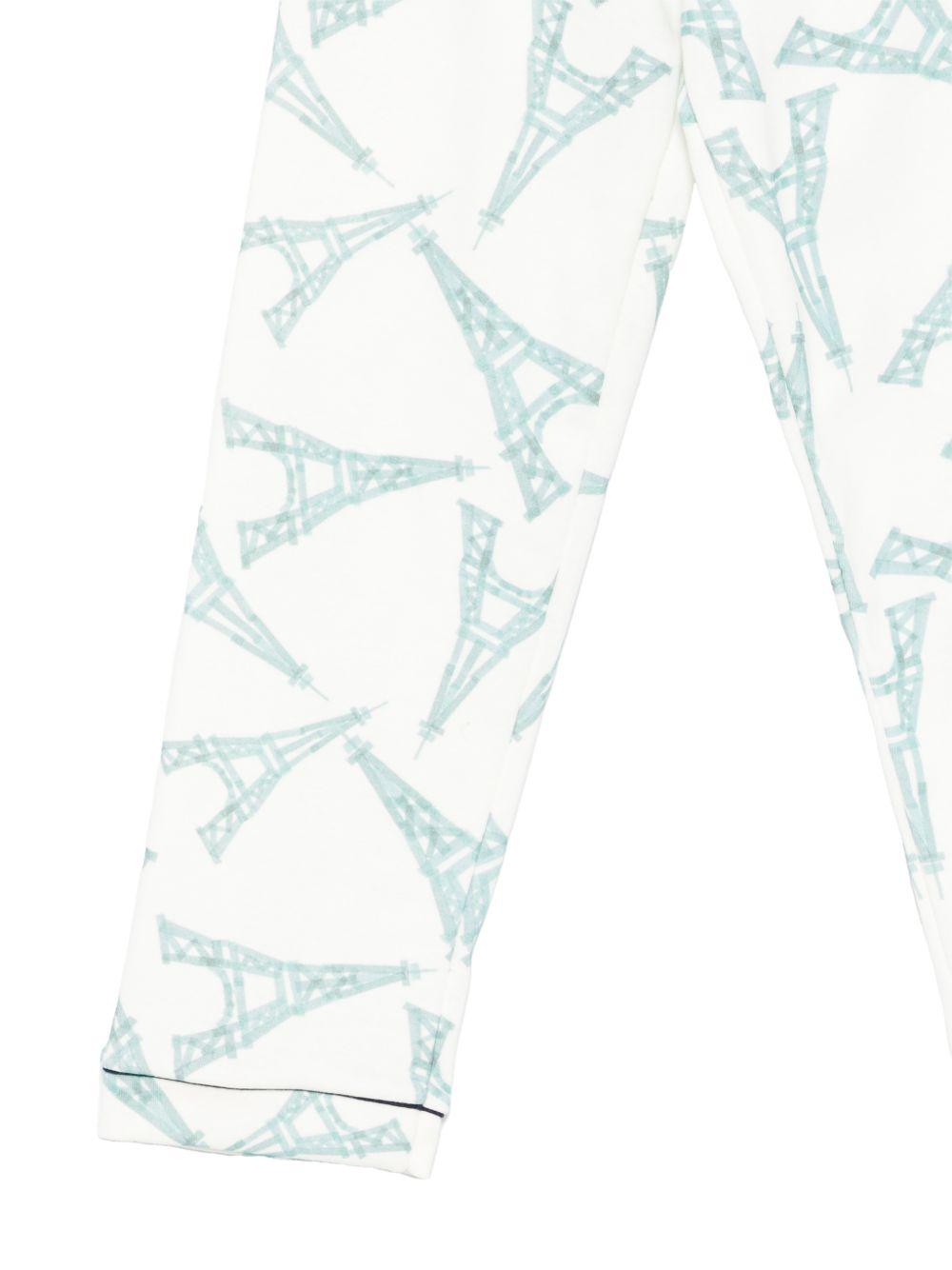 Pigiama per bambini Petit Bateau bianco con stampa torre eiffel A0F1H 01 PETIT BATEAU