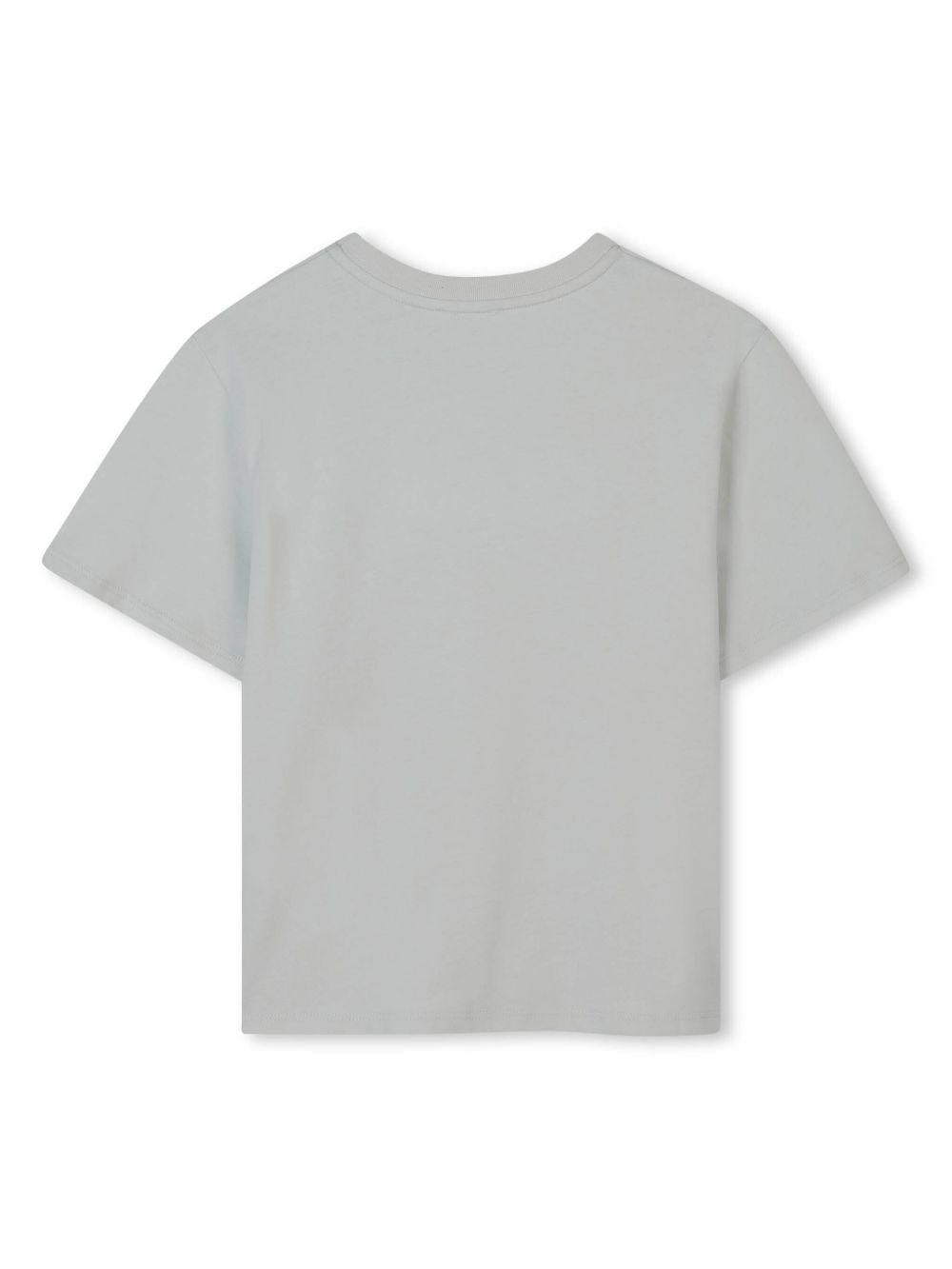 T-shirt con ricamo per bambina Chloé Kids verde con trama jersey C20485 73H CHLOE' KIDS
