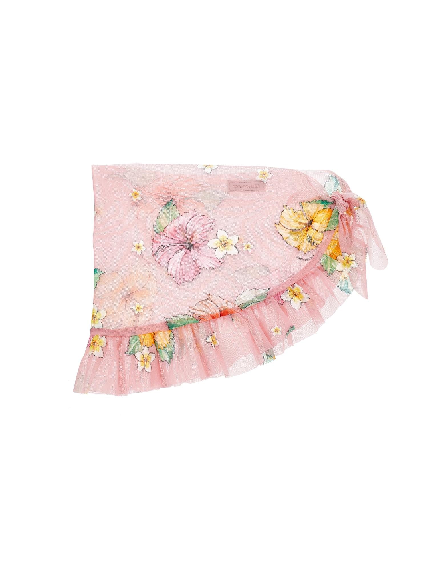 Pareo per bambina Monnalisa x Disney rosa con stampa grafica floreale 11H030 8658 0093 MONNALISA KIDS